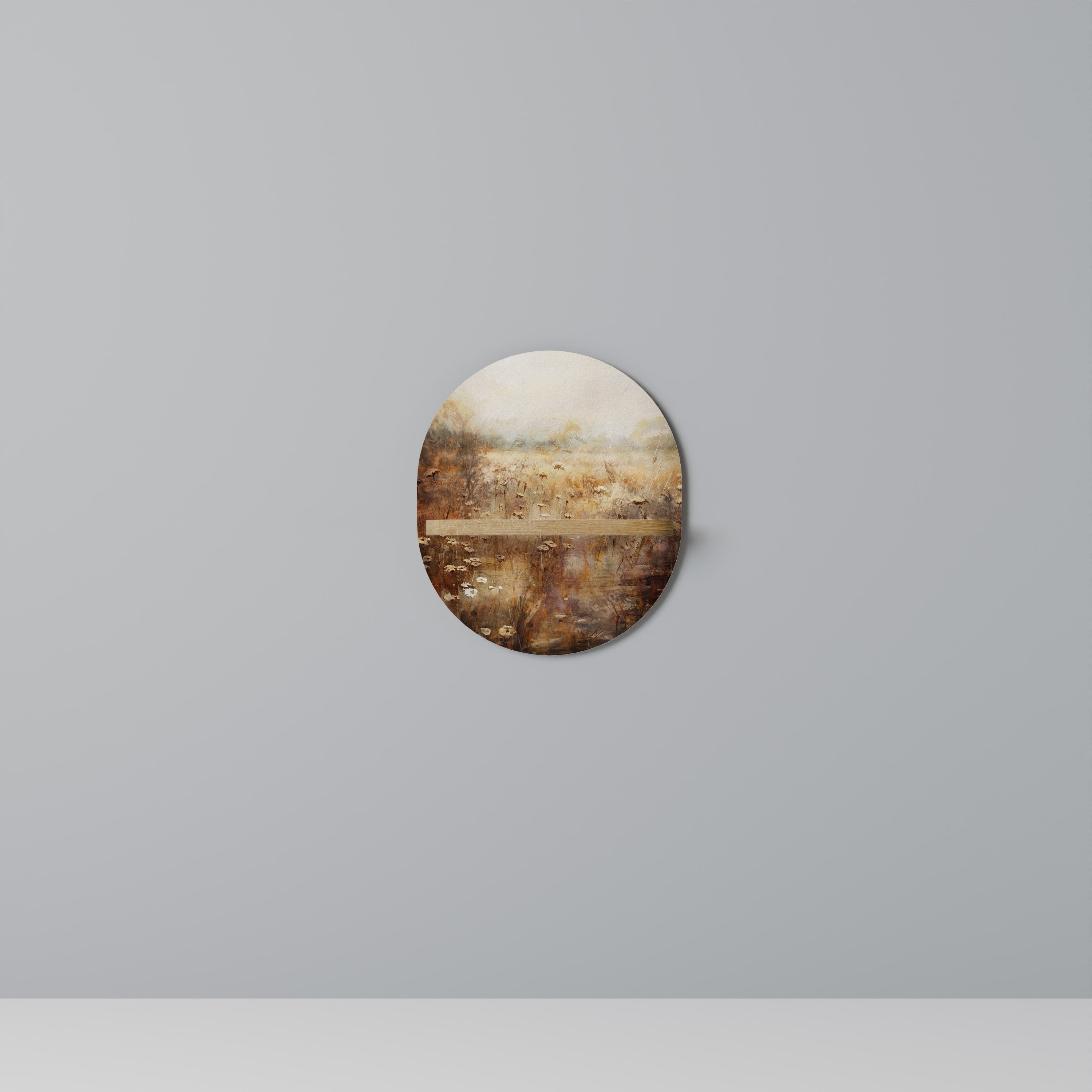 TRANQUIL FIELD Prateleira Oval Decorativa em Efeito Carvalho