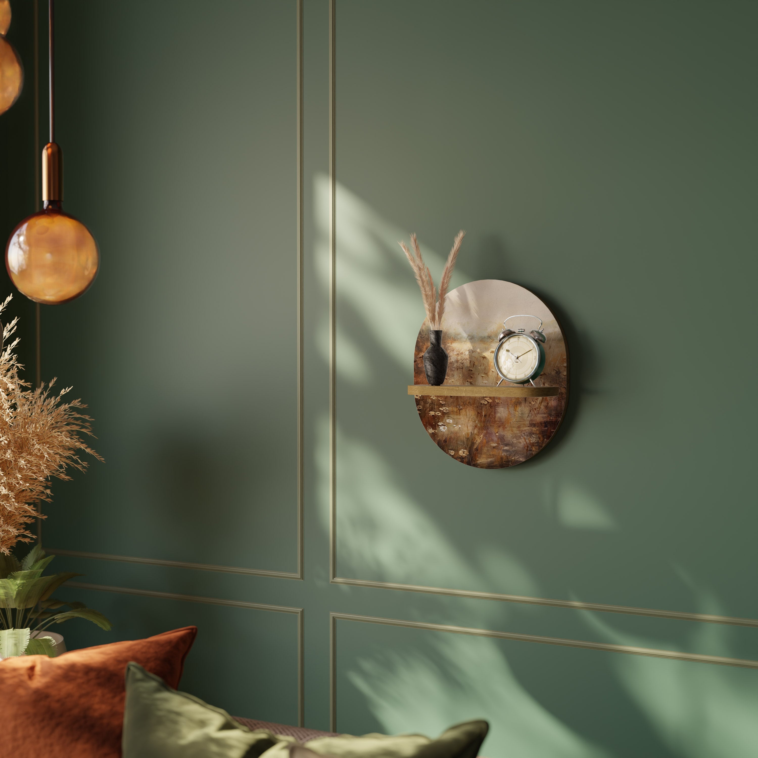 TRANQUIL FIELD Prateleira Oval Decorativa em Efeito Carvalho