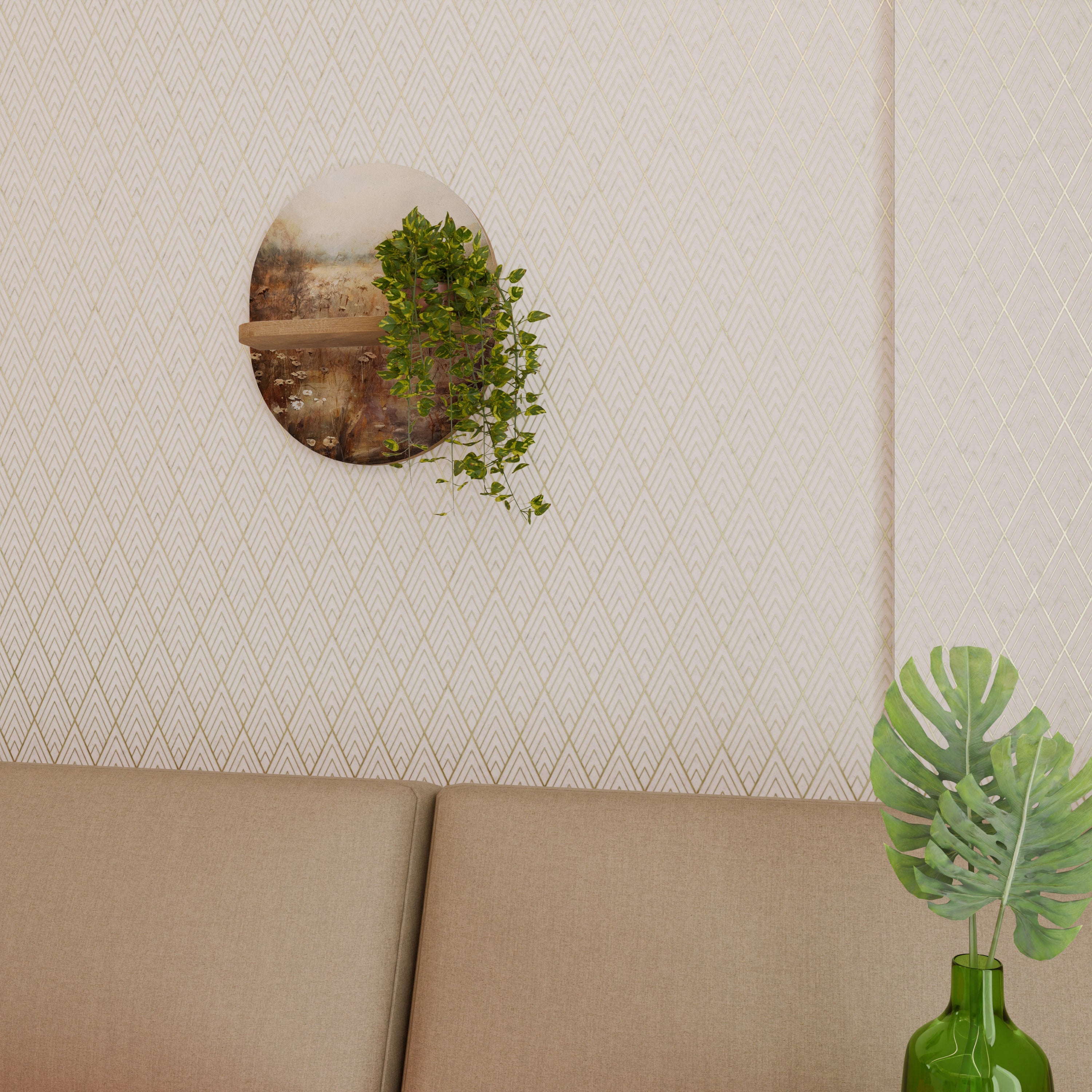 TRANQUIL FIELD Prateleira Oval Decorativa em Efeito Carvalho