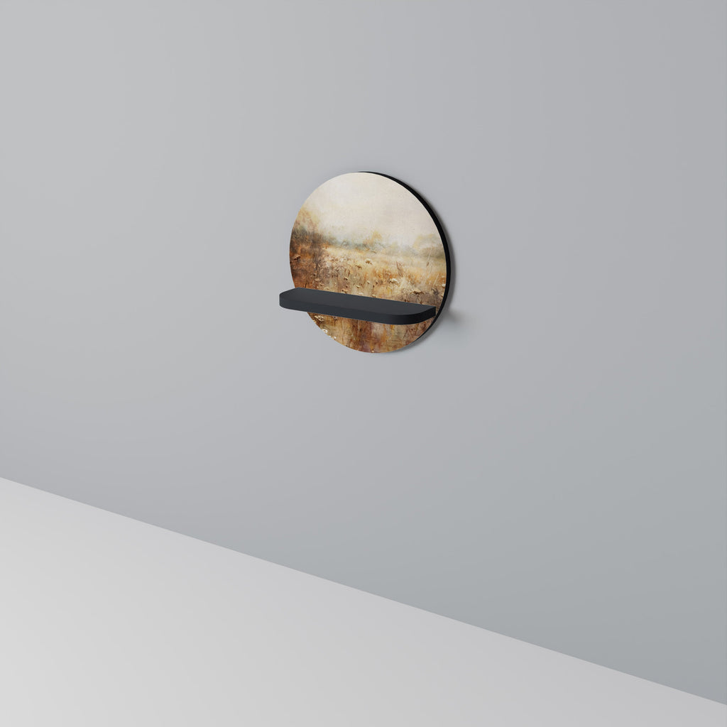 TRANQUIL FIELD Round Art Shelf In Black Finish