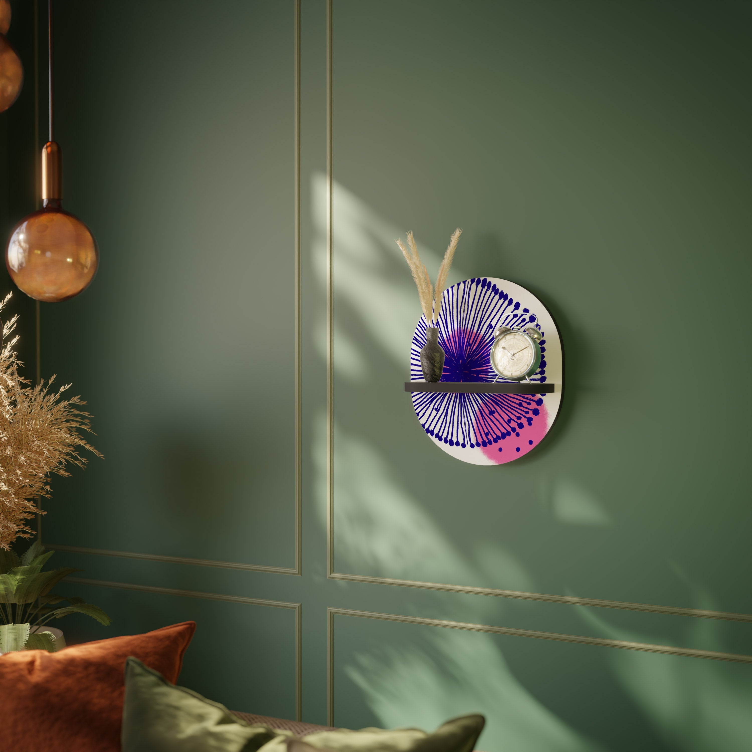 MAGIC NATURE Prateleira Oval Decorativa em Acabamento Preto