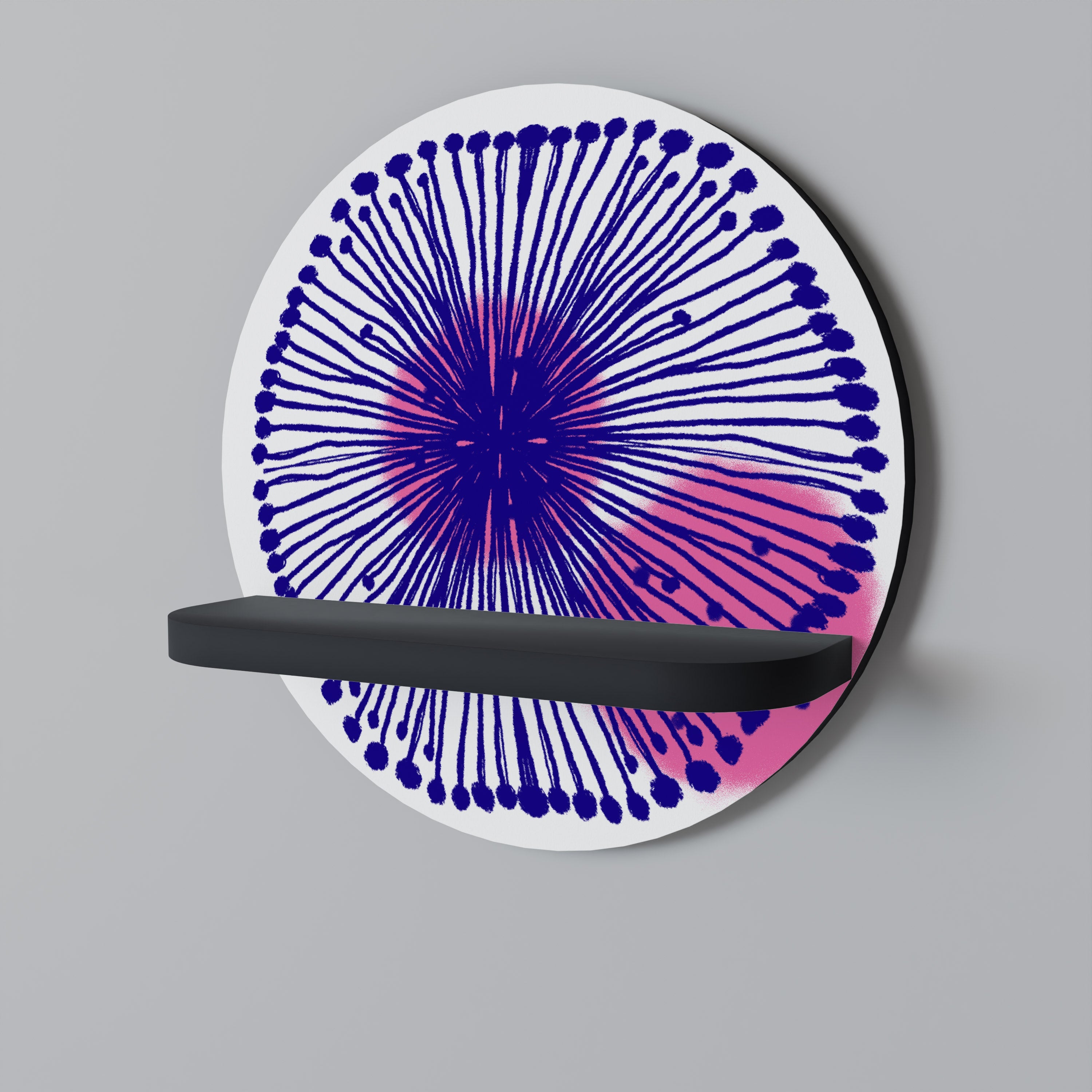 MAGIC NATURE Round Art Shelf In Black Finish