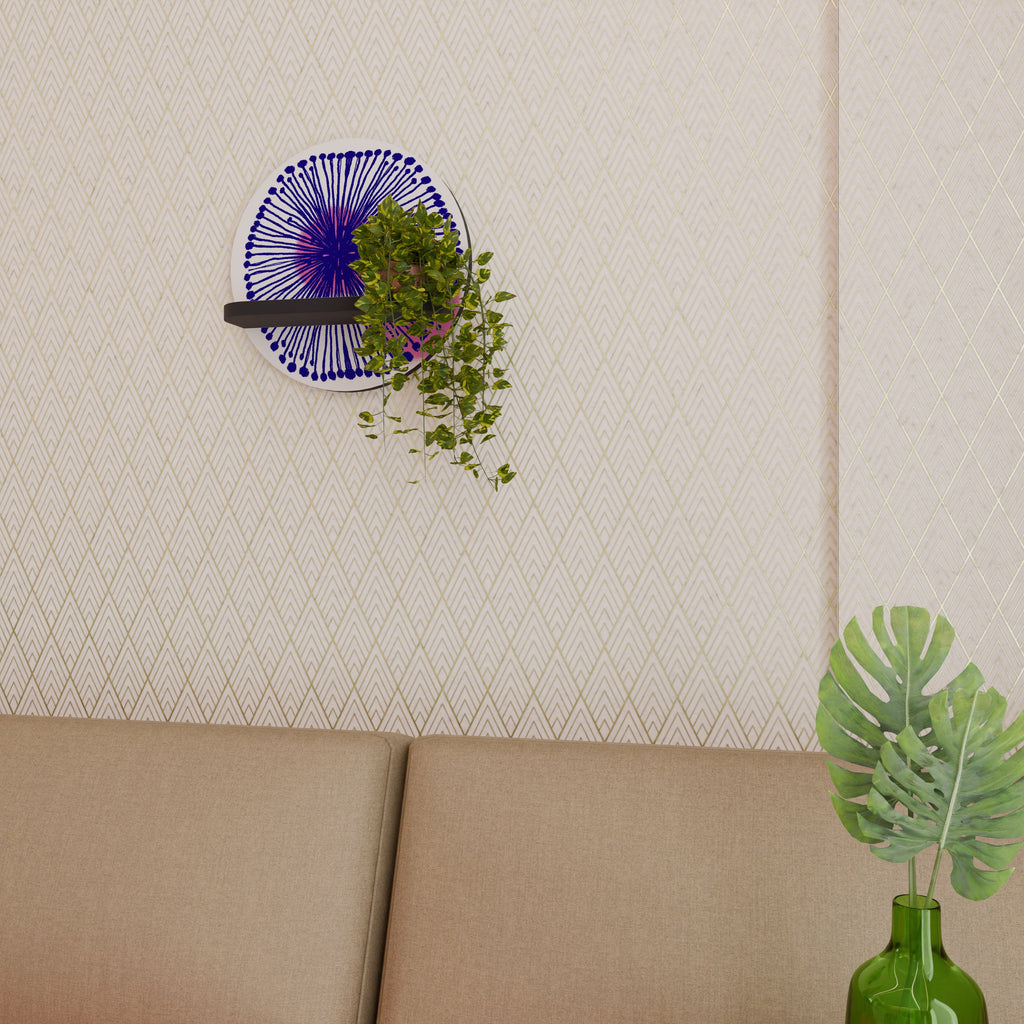 MAGIC NATURE Prateleira Redonda Decorativa em Acabamento Preto