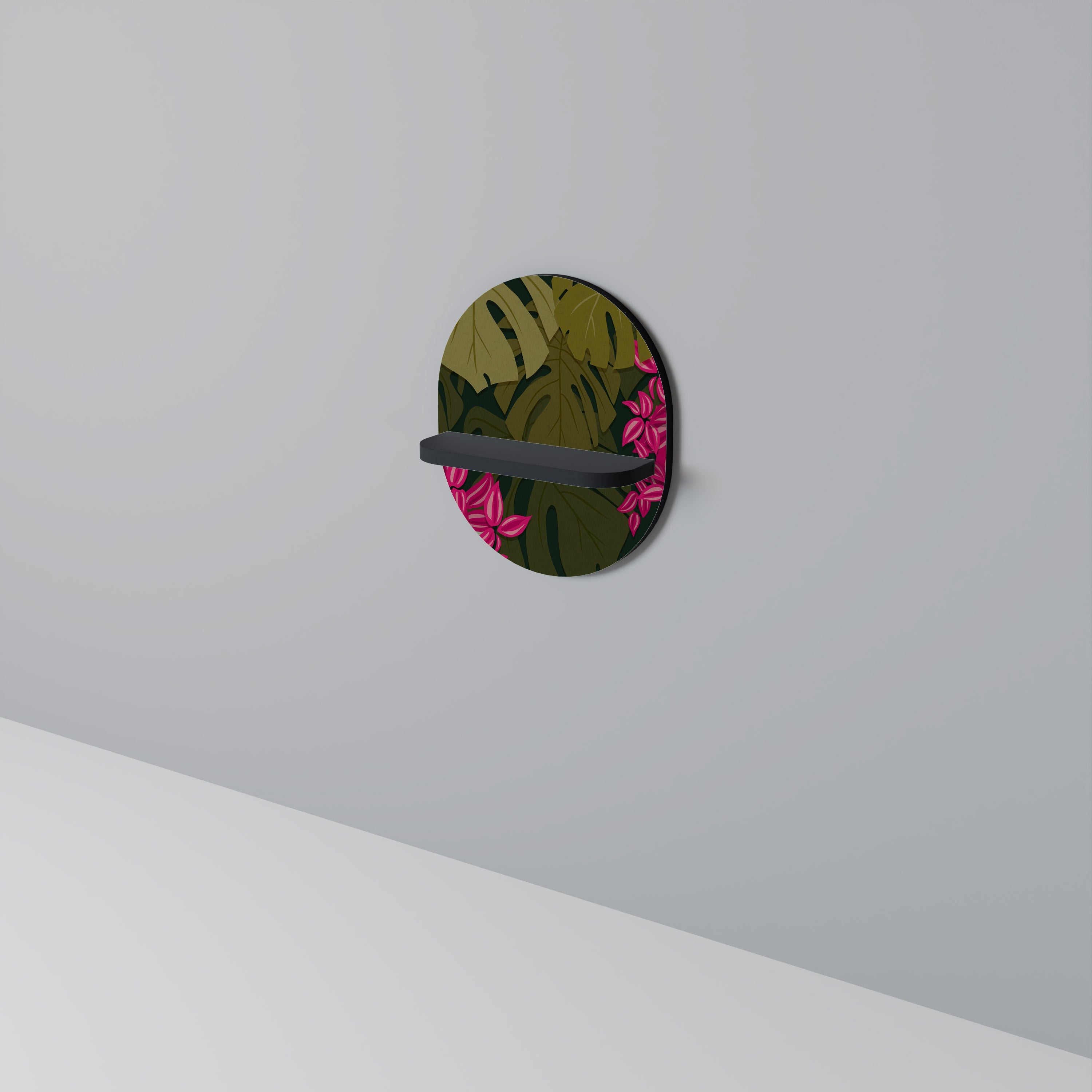 TROPICAL BEAUTY Prateleira Oval Decorativa em Acabamento Preto