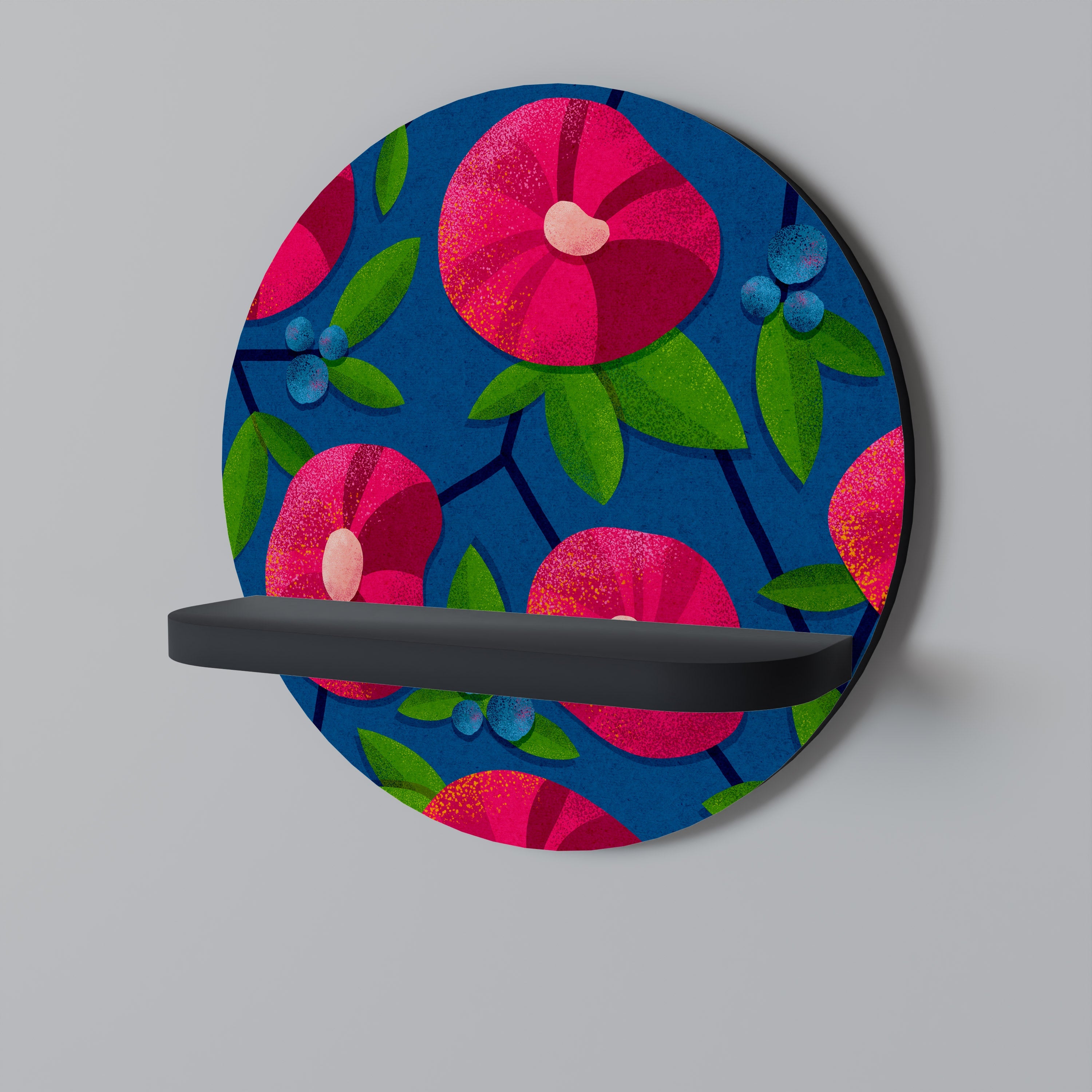 SPRING THOUGHTS Round Art Shelf In Black Finish