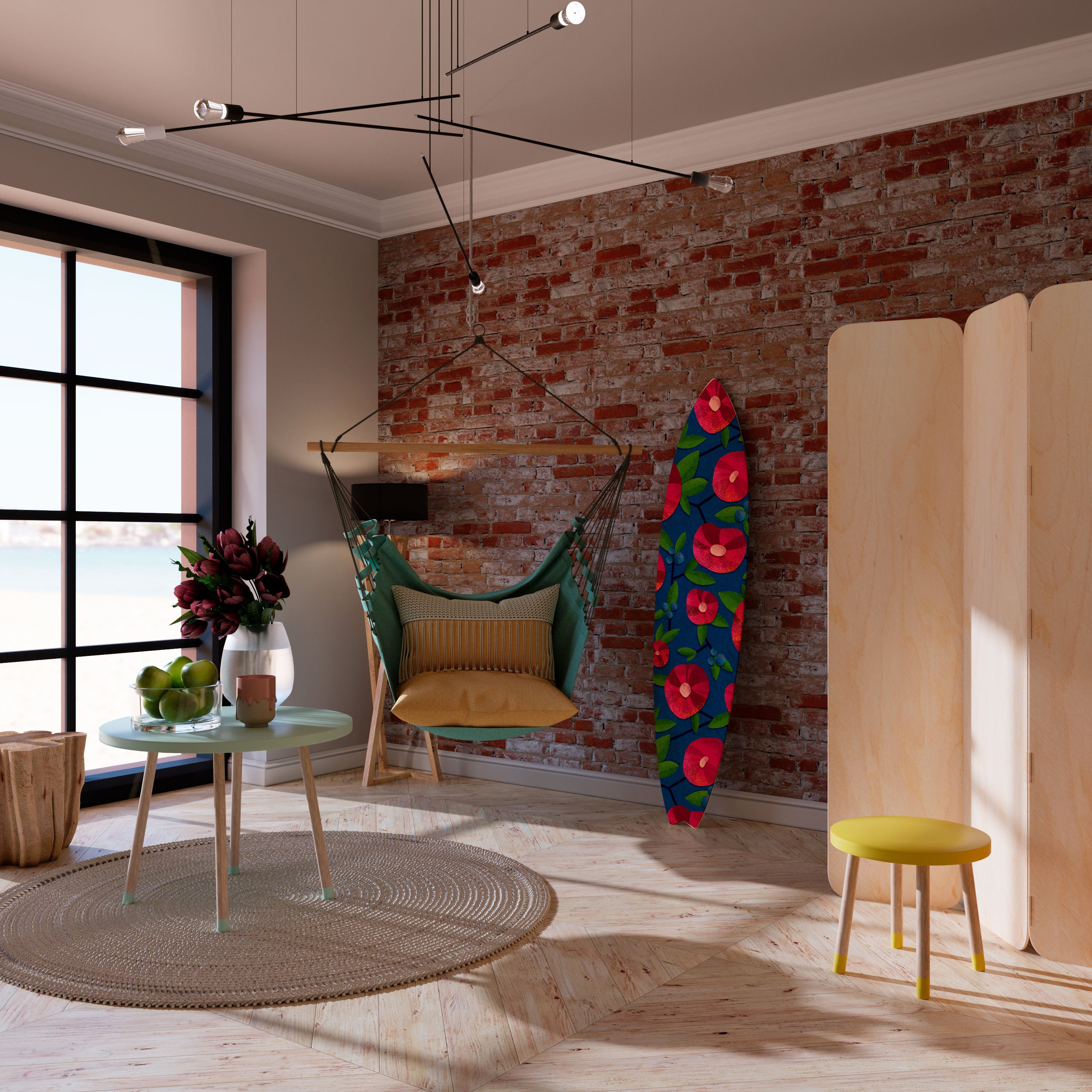 SPRING THOUGHTS Prancha de surf decorativa em contraplacado