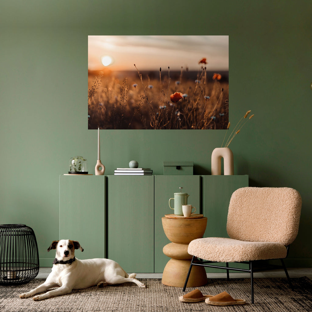 GLOWING MEADOWS AT DUSK Peel and Stick Horizontal Poster