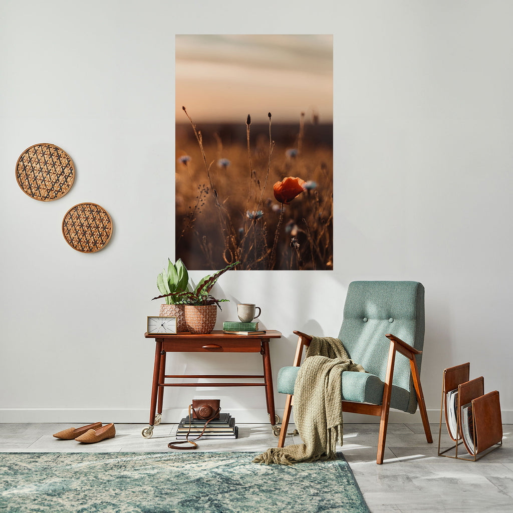 GLOWING MEADOWS AT DUSK Poster Vertical Autocolante