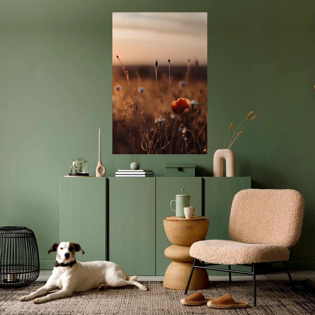 GLOWING MEADOWS AT DUSK Poster Vertical Autocolante