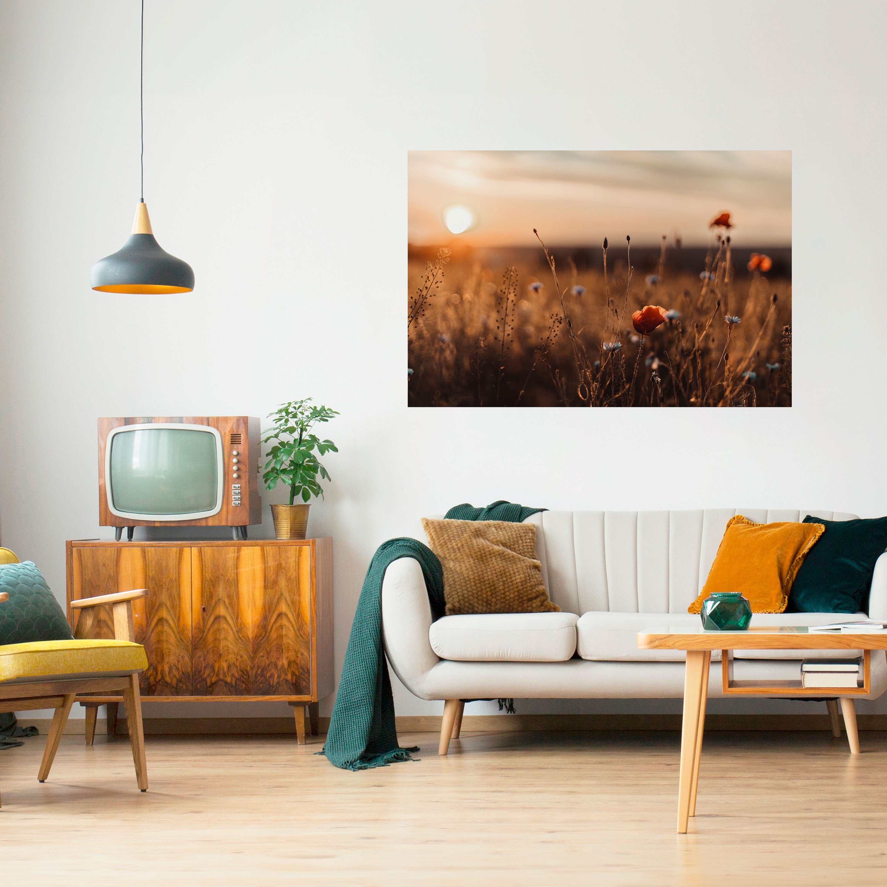 GLOWING MEADOWS AT DUSK Peel and Stick Horizontal Poster