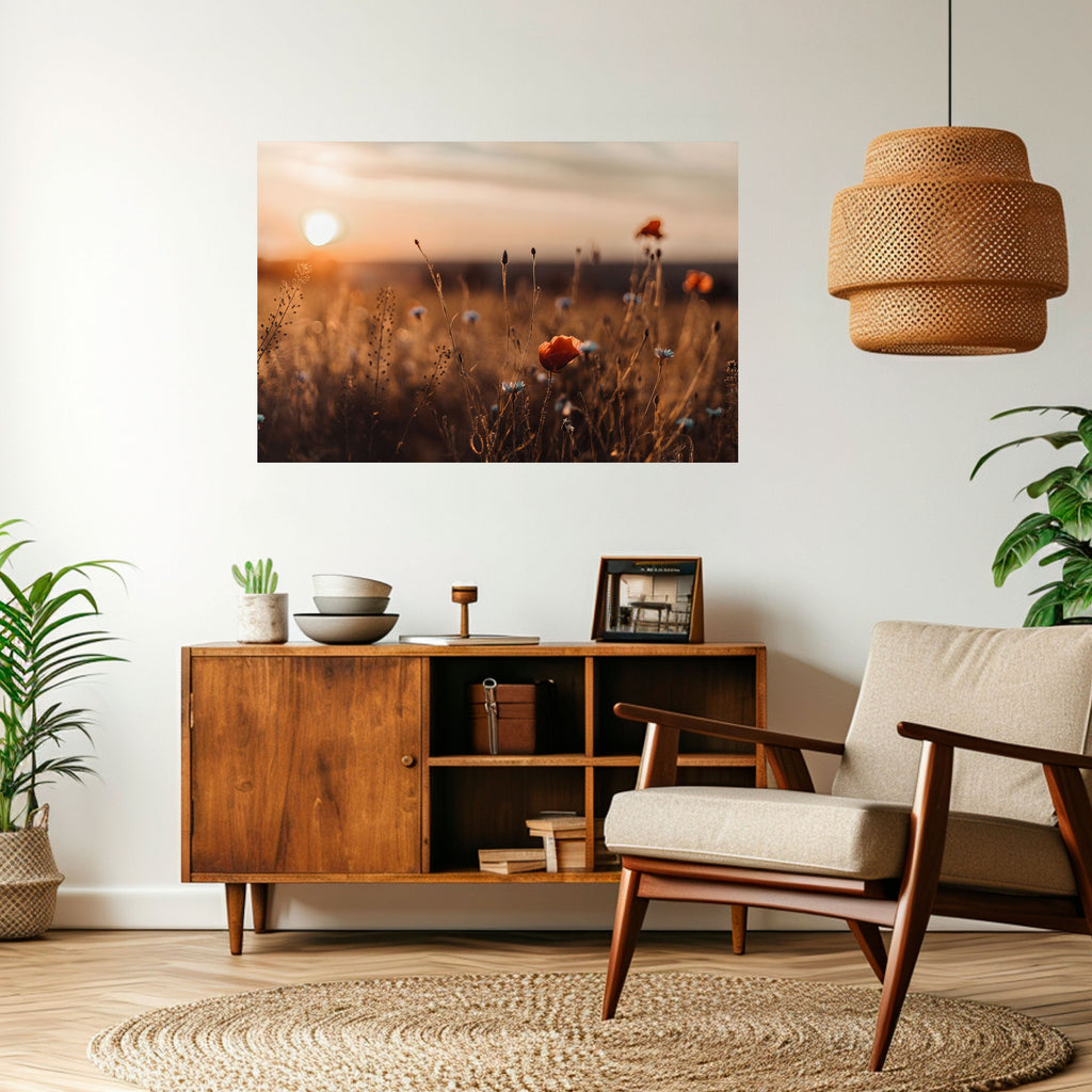 GLOWING MEADOWS AT DUSK Peel and Stick Horizontal Poster