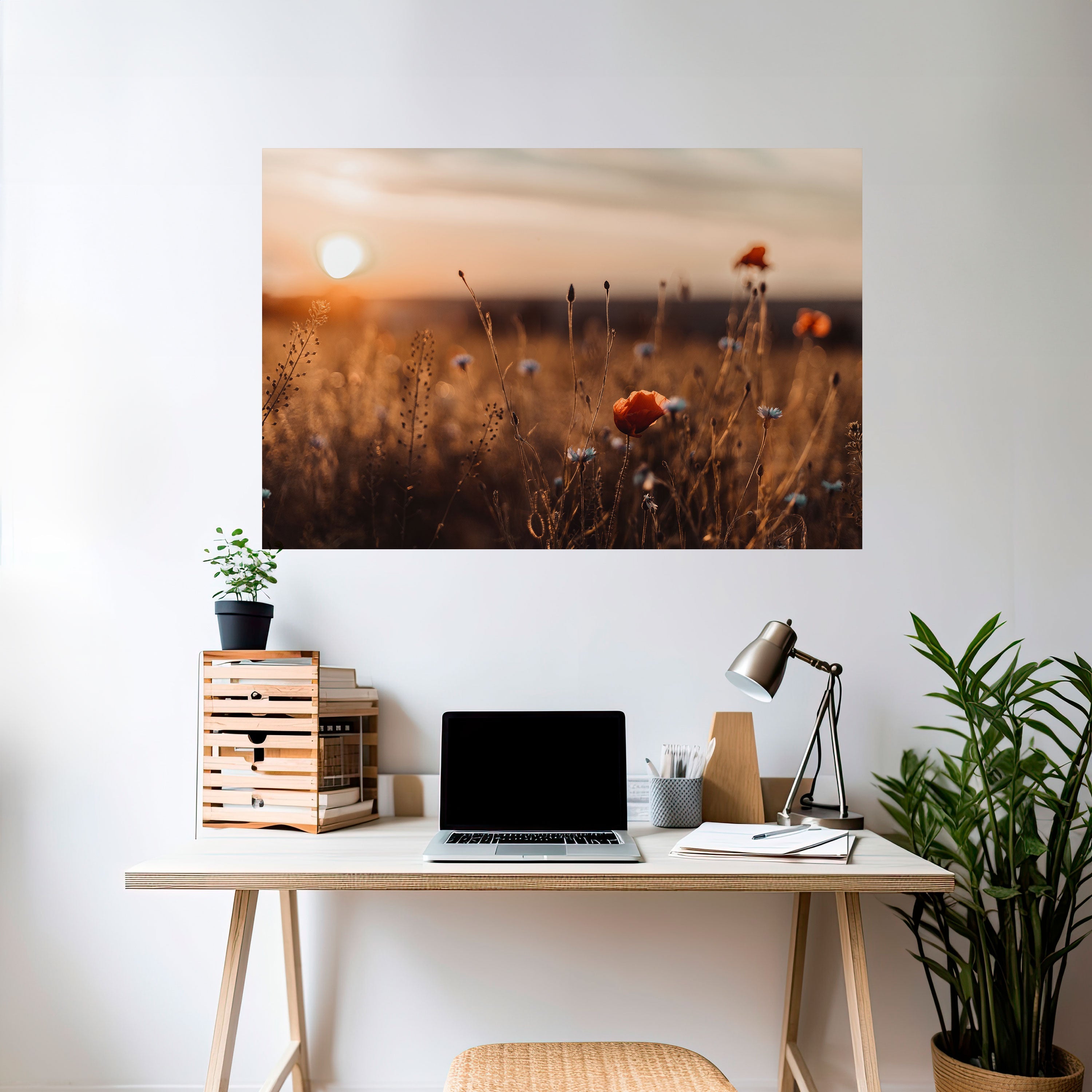 GLOWING MEADOWS AT DUSK Peel and Stick Horizontal Poster