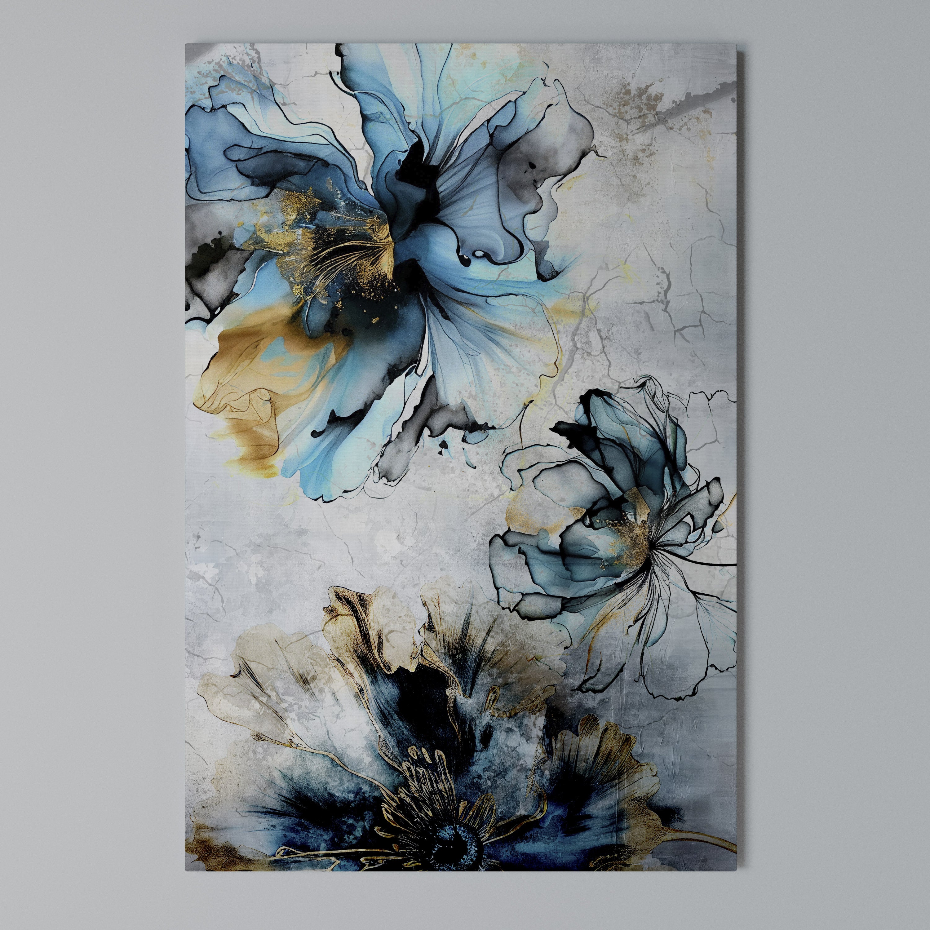 COBALT BLOSSOMS Quadro em tela vertical