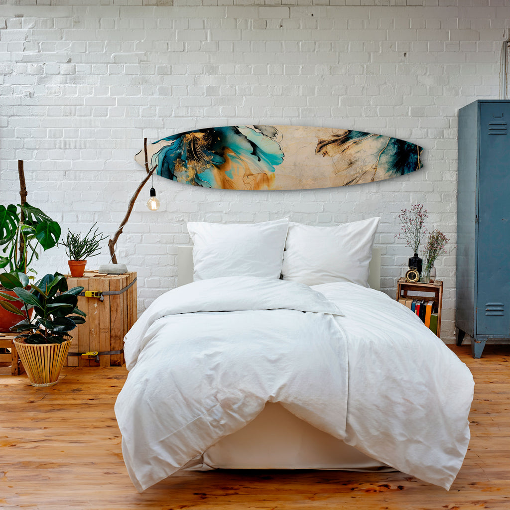 COBALT BLOSSOMS Decorative Plywood Surfboard