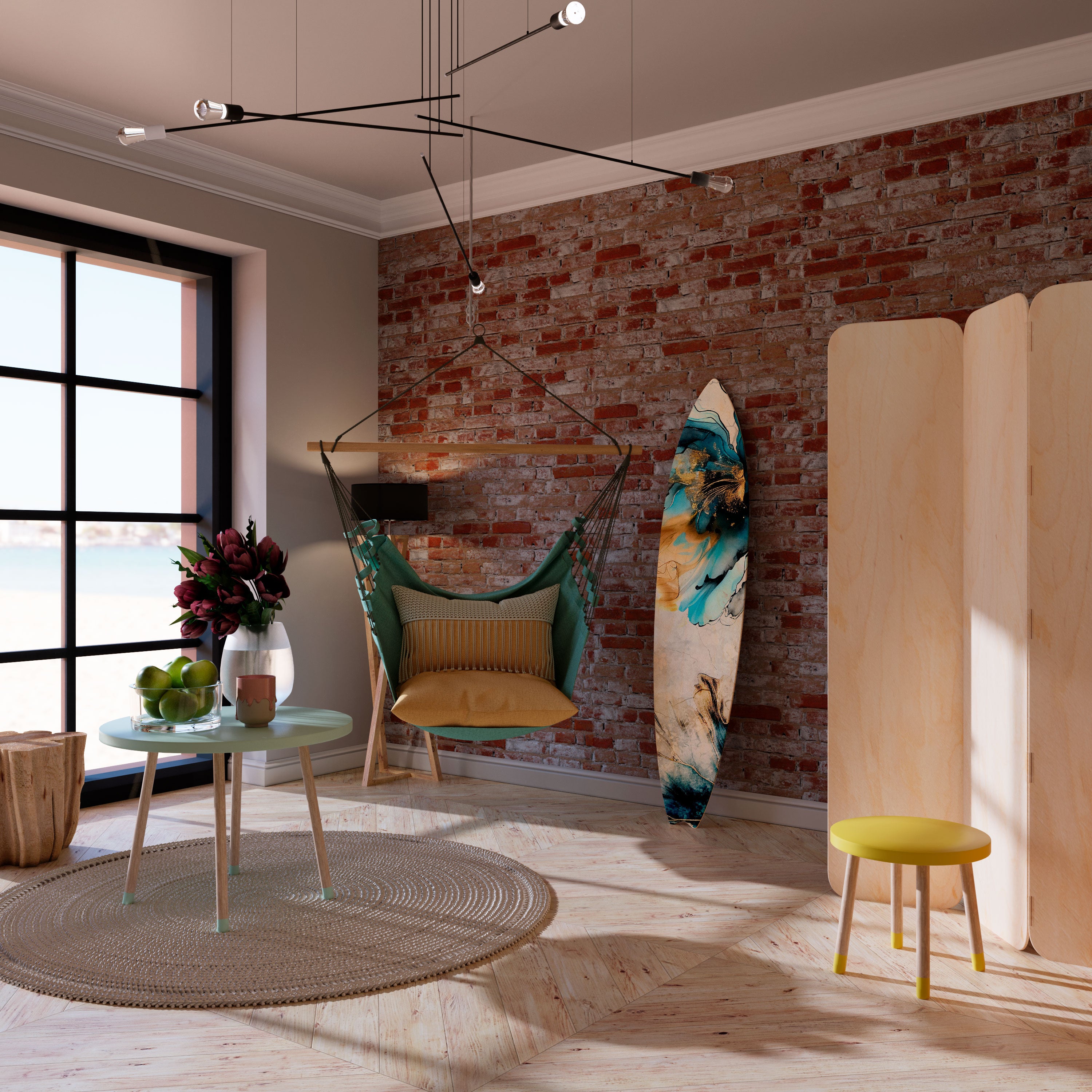 COBALT BLOSSOMS Decorative Plywood Surfboard