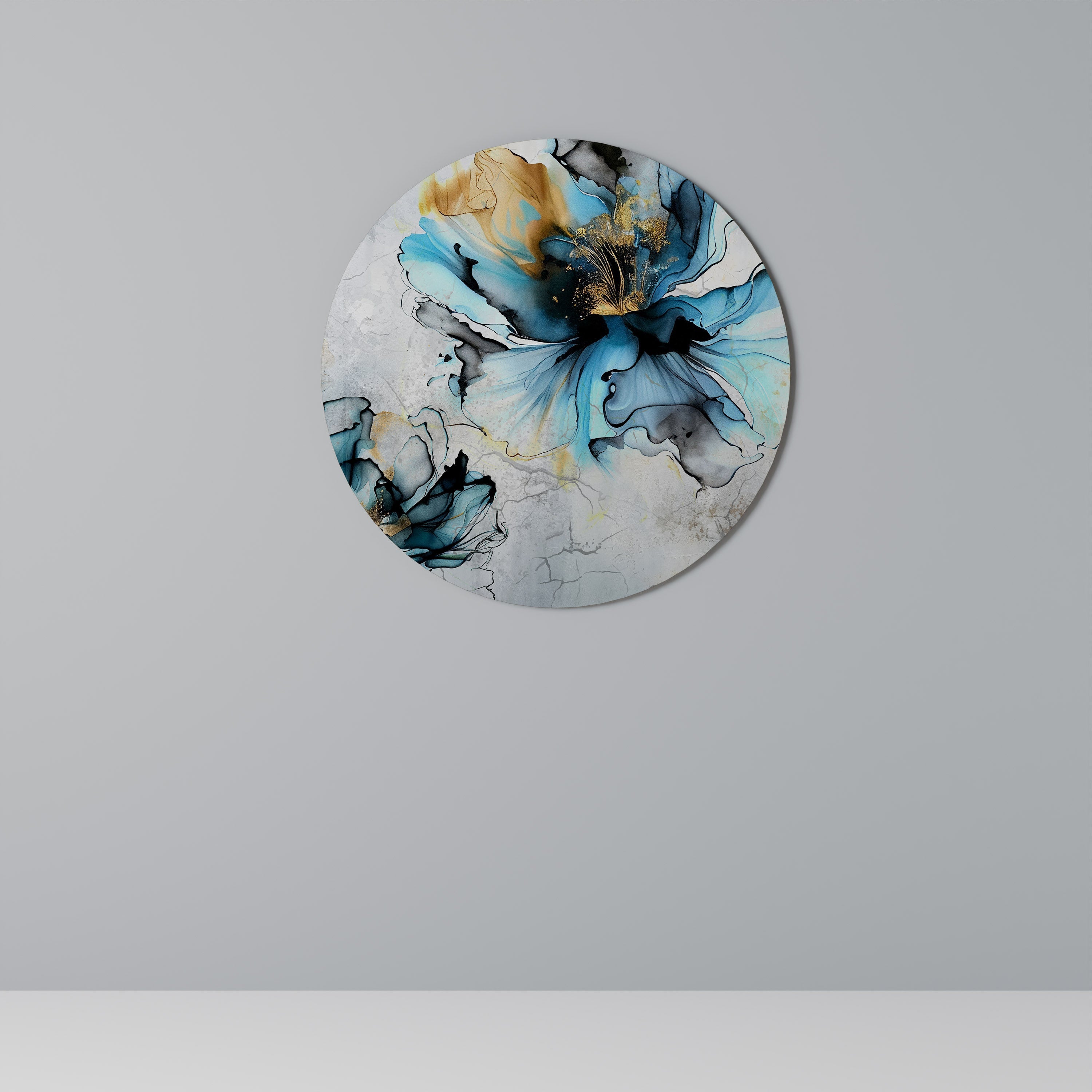 COBALT BLOSSOMS Round Wall Art