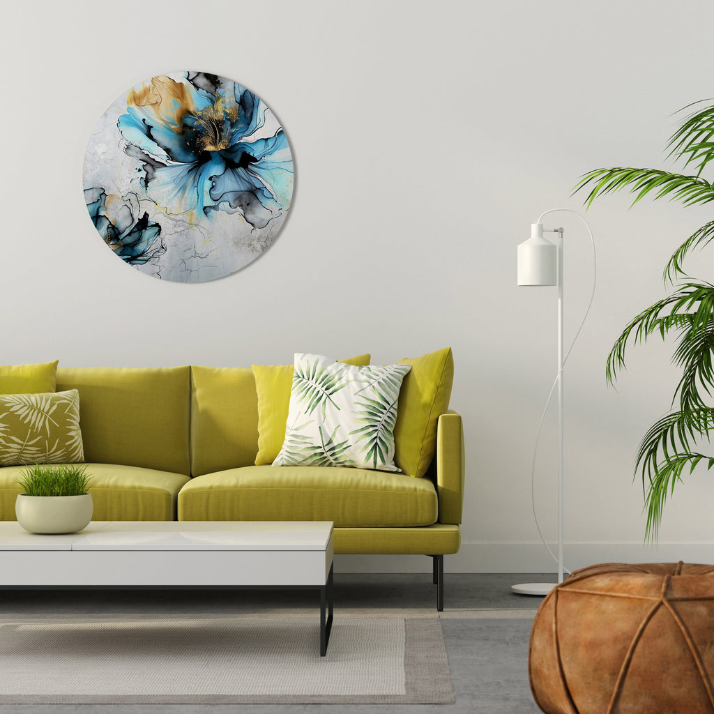 COBALT BLOSSOMS Round Wall Art