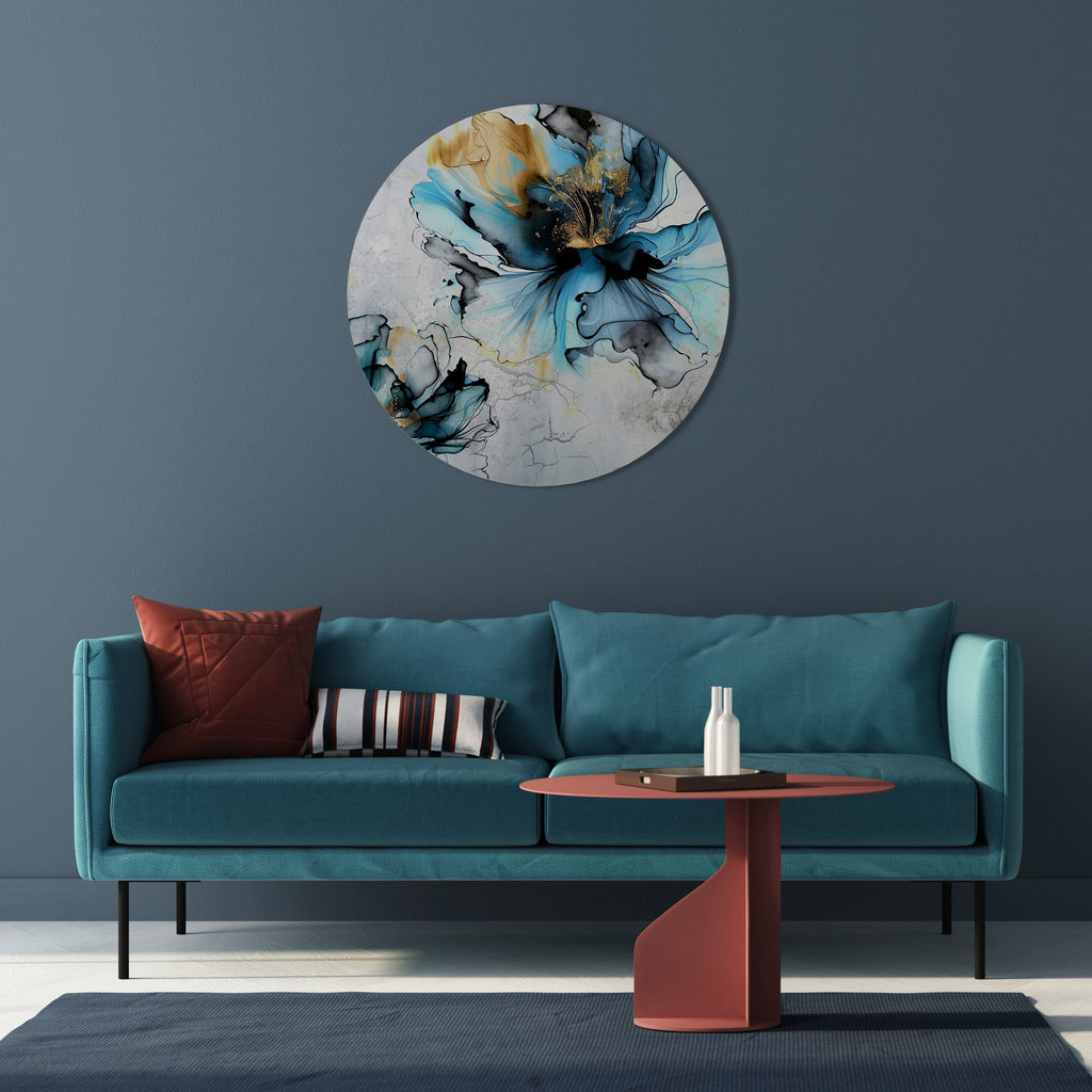 COBALT BLOSSOMS Round Wall Art