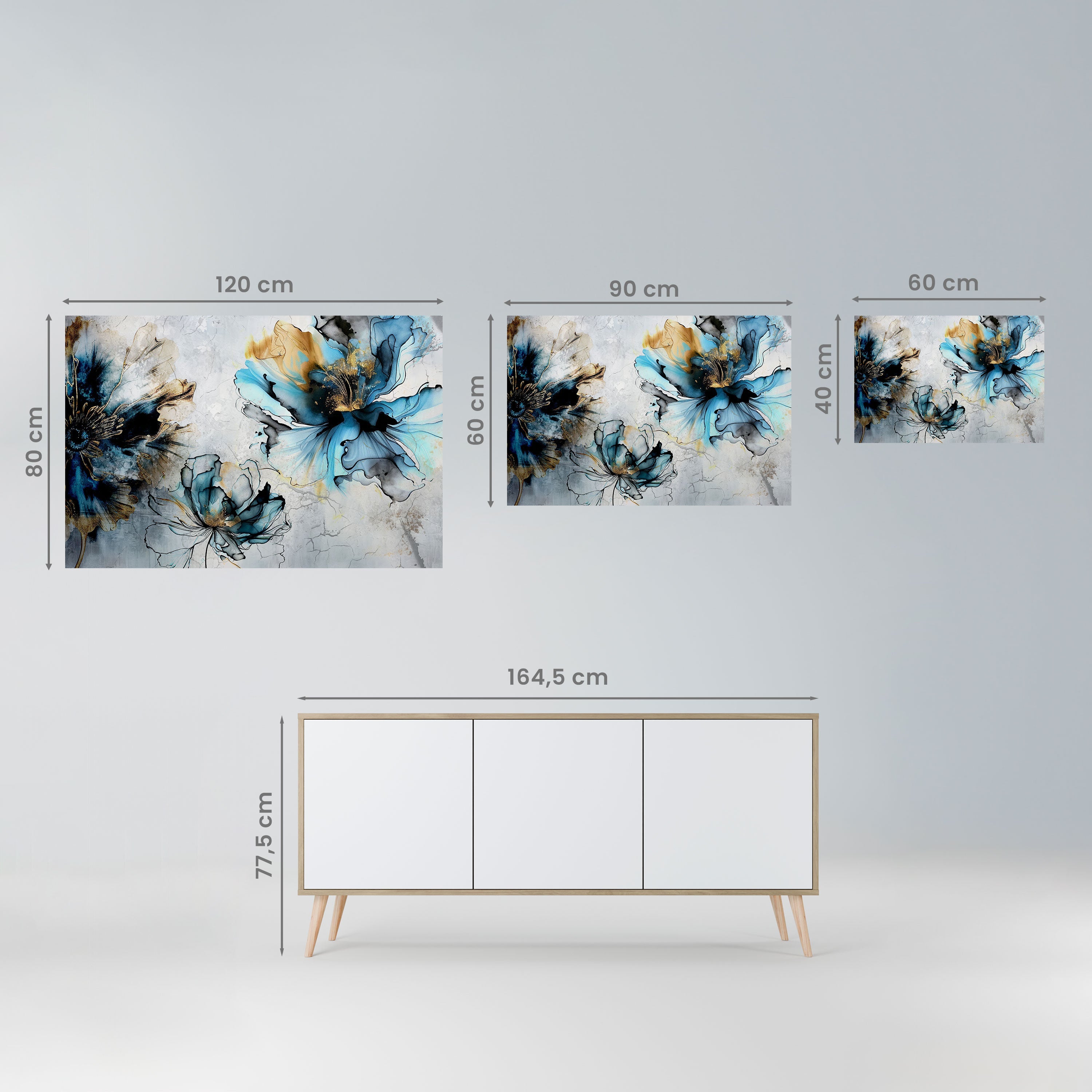 COBALT BLOSSOMS Peel and Stick Horizontal Poster
