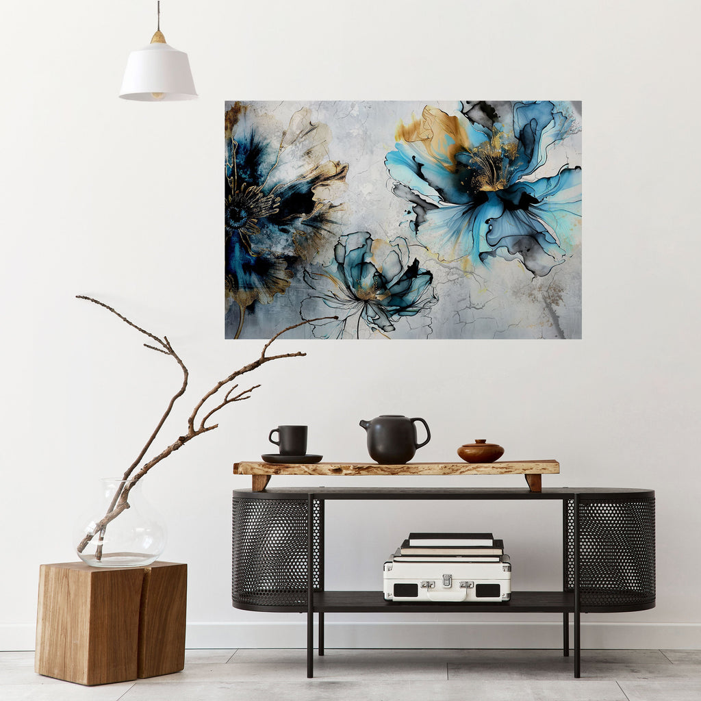 COBALT BLOSSOMS Peel and Stick Horizontal Poster