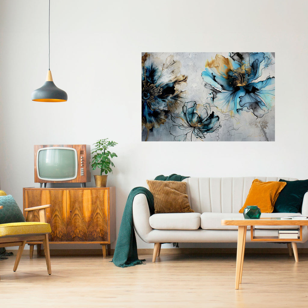 COBALT BLOSSOMS Peel and Stick Horizontal Poster