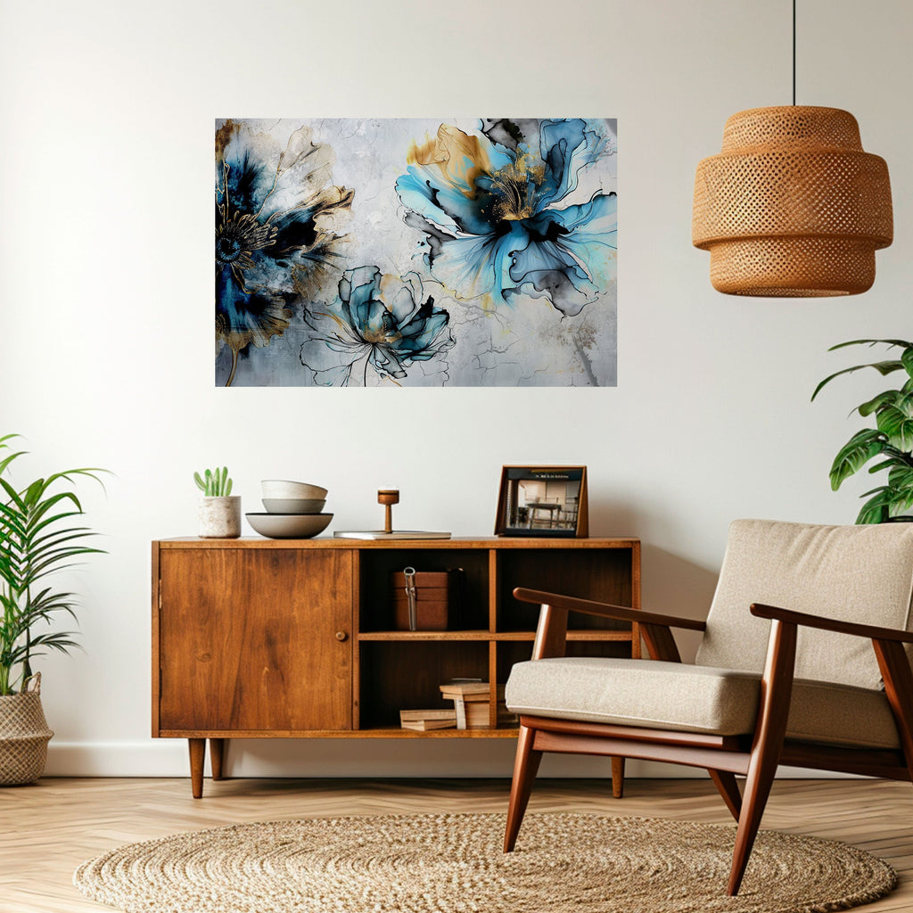 COBALT BLOSSOMS Peel and Stick Horizontal Poster