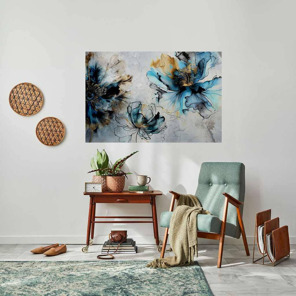 COBALT BLOSSOMS Peel and Stick Horizontal Poster