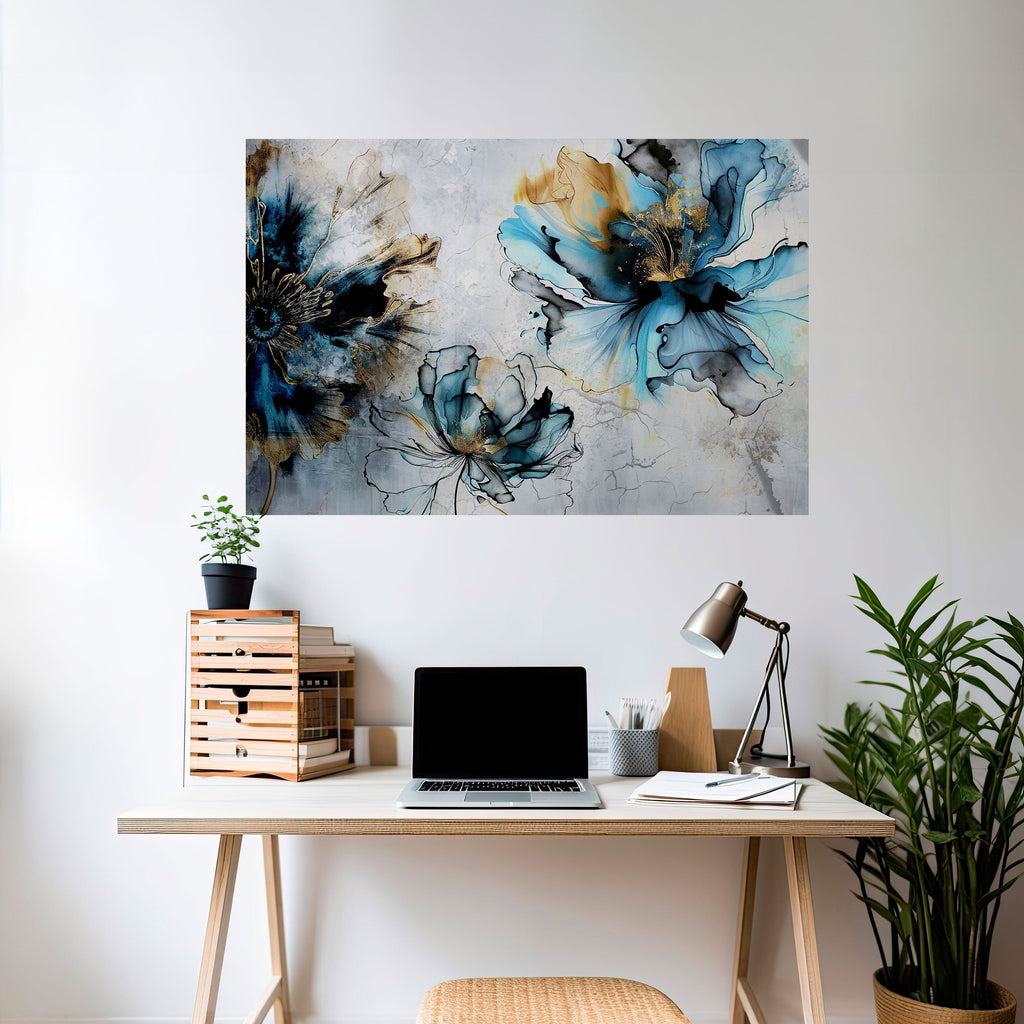 COBALT BLOSSOMS Peel and Stick Horizontal Poster