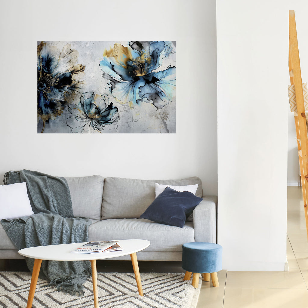 COBALT BLOSSOMS Peel and Stick Horizontal Poster