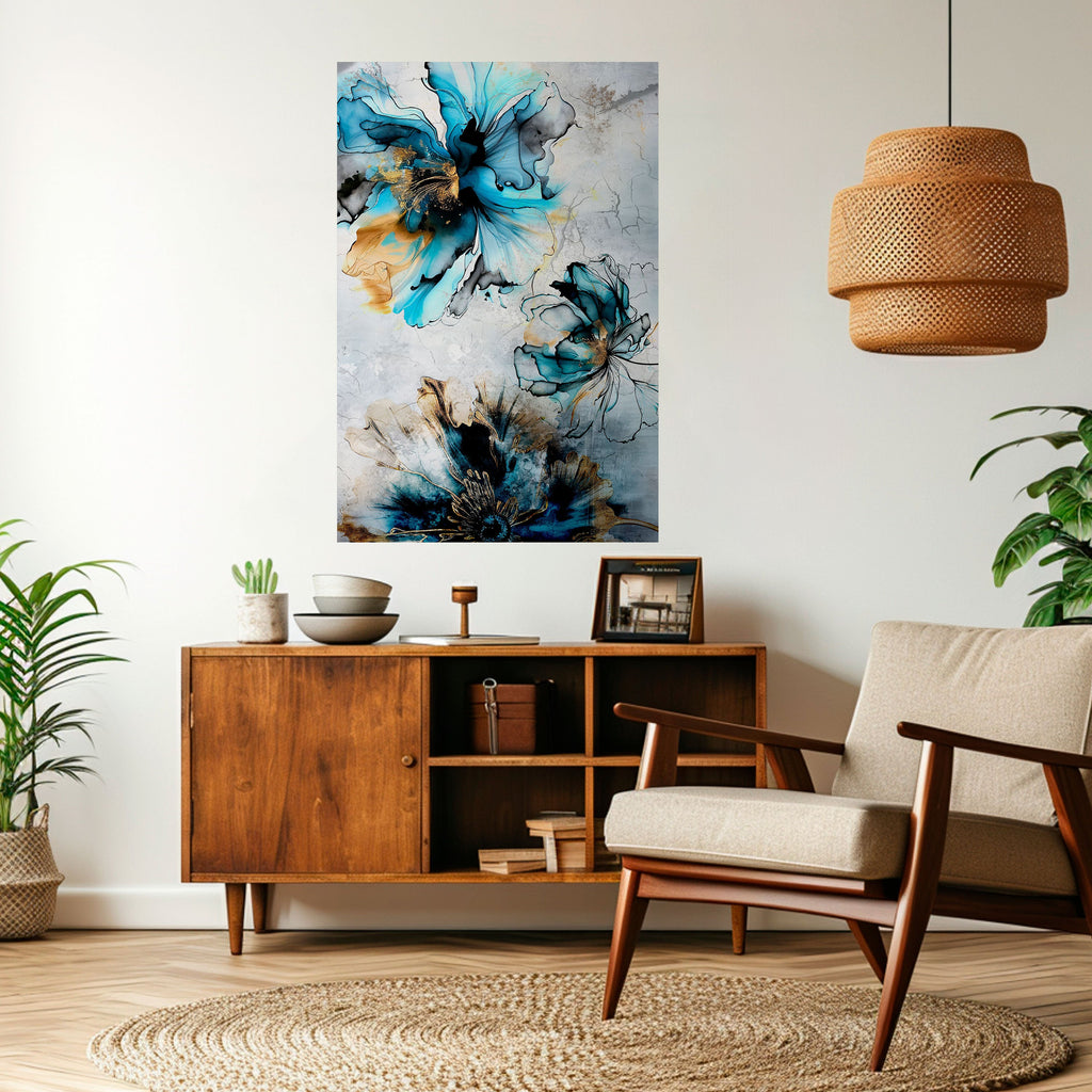 COBALT BLOSSOMS Poster Vertical Autocolante