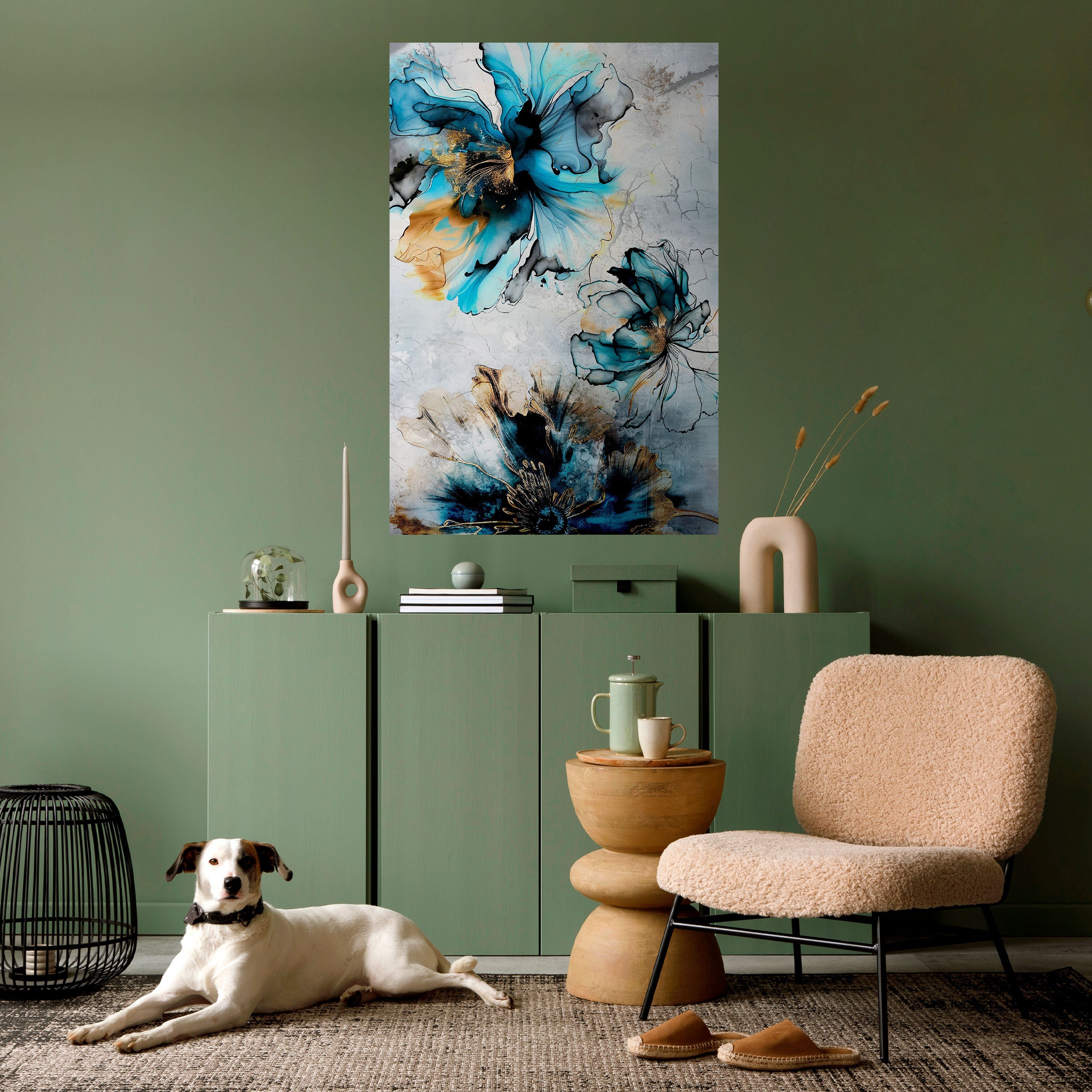 COBALT BLOSSOMS Poster Vertical Autocolante
