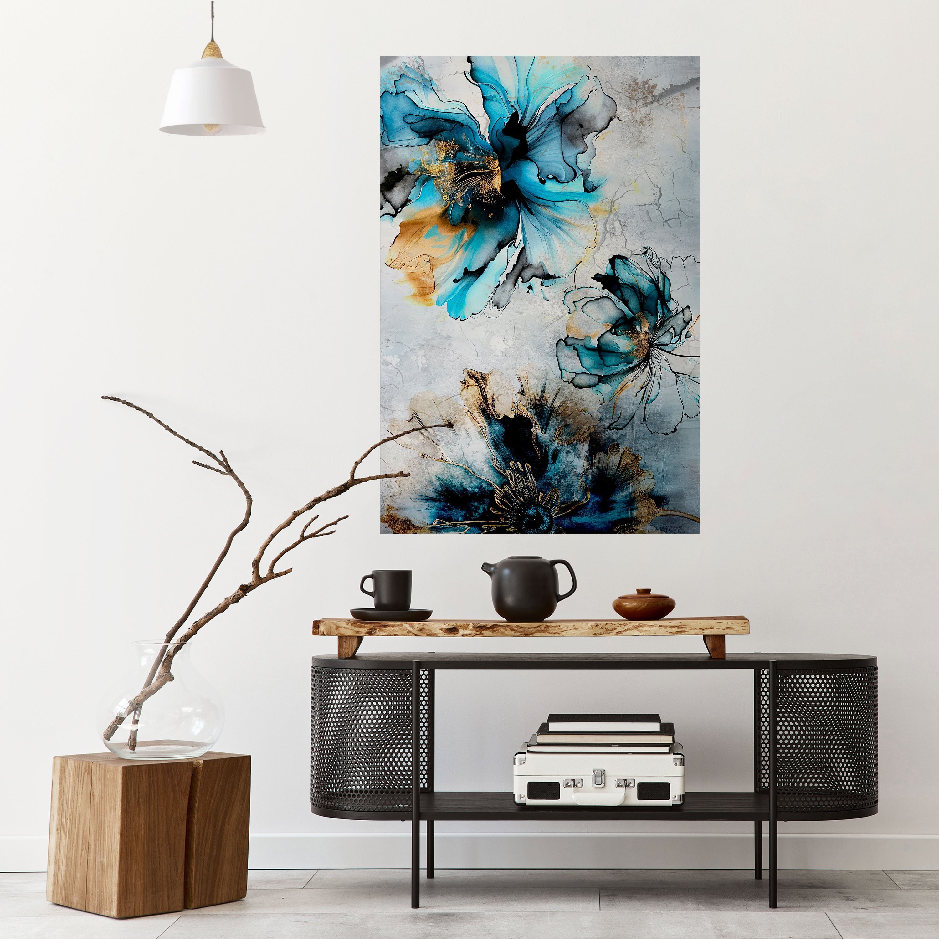 COBALT BLOSSOMS Poster Vertical Autocolante