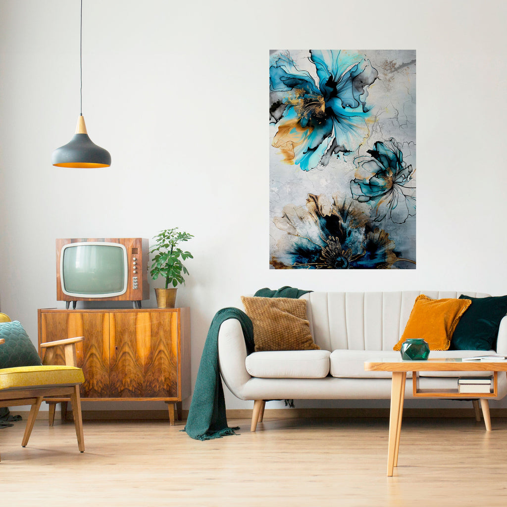 COBALT BLOSSOMS Poster Vertical Autocolante