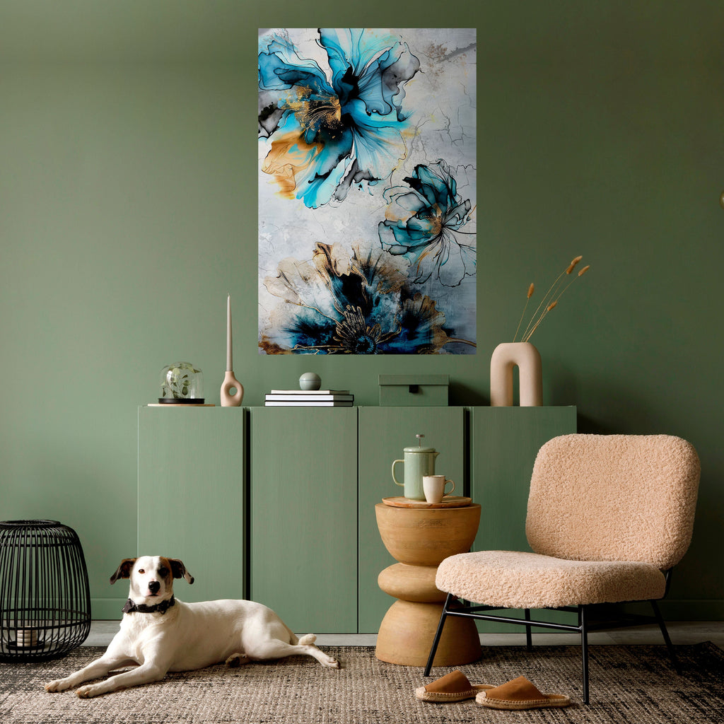 COBALT BLOSSOMS Poster Vertical Autocolante