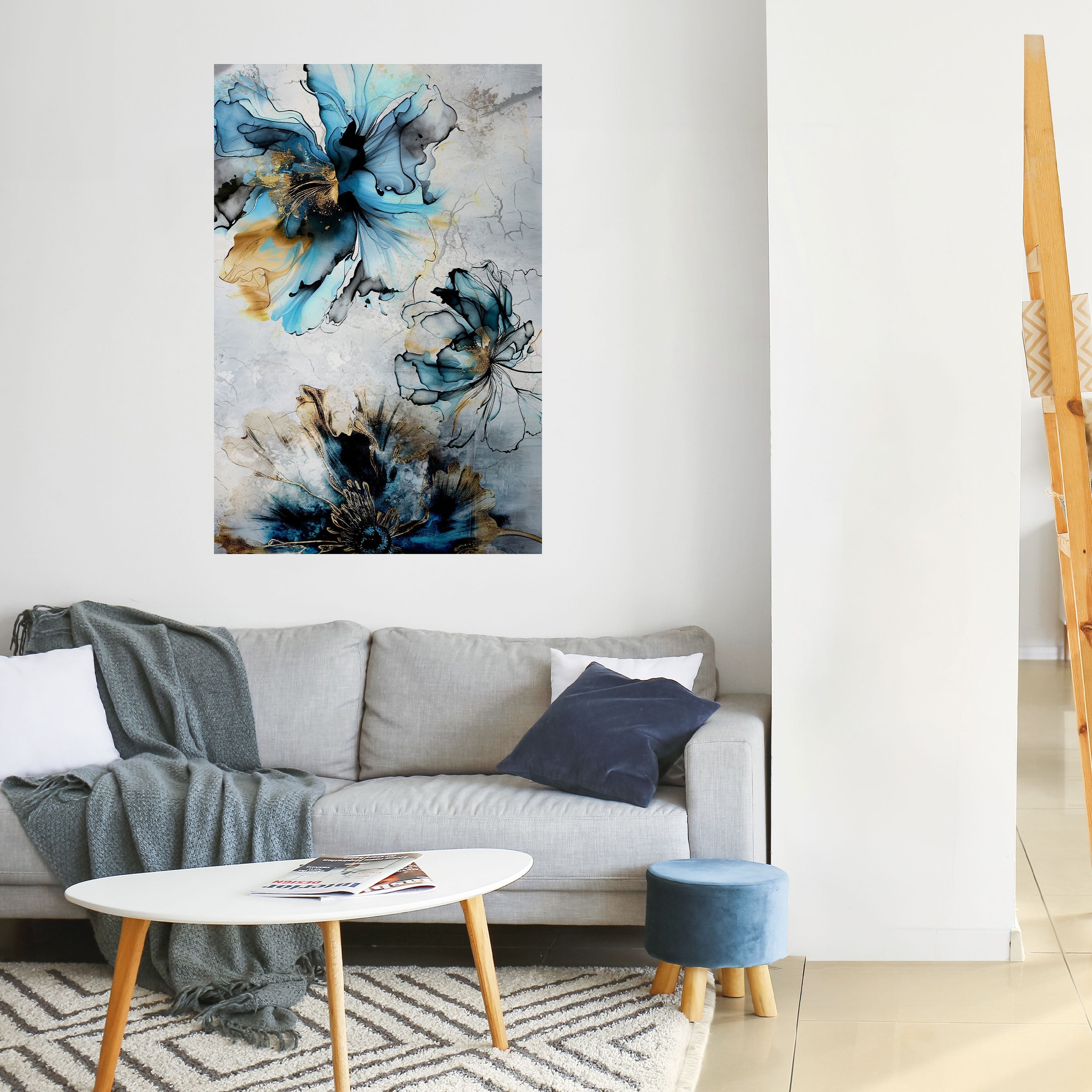 COBALT BLOSSOMS Poster Vertical Autocolante