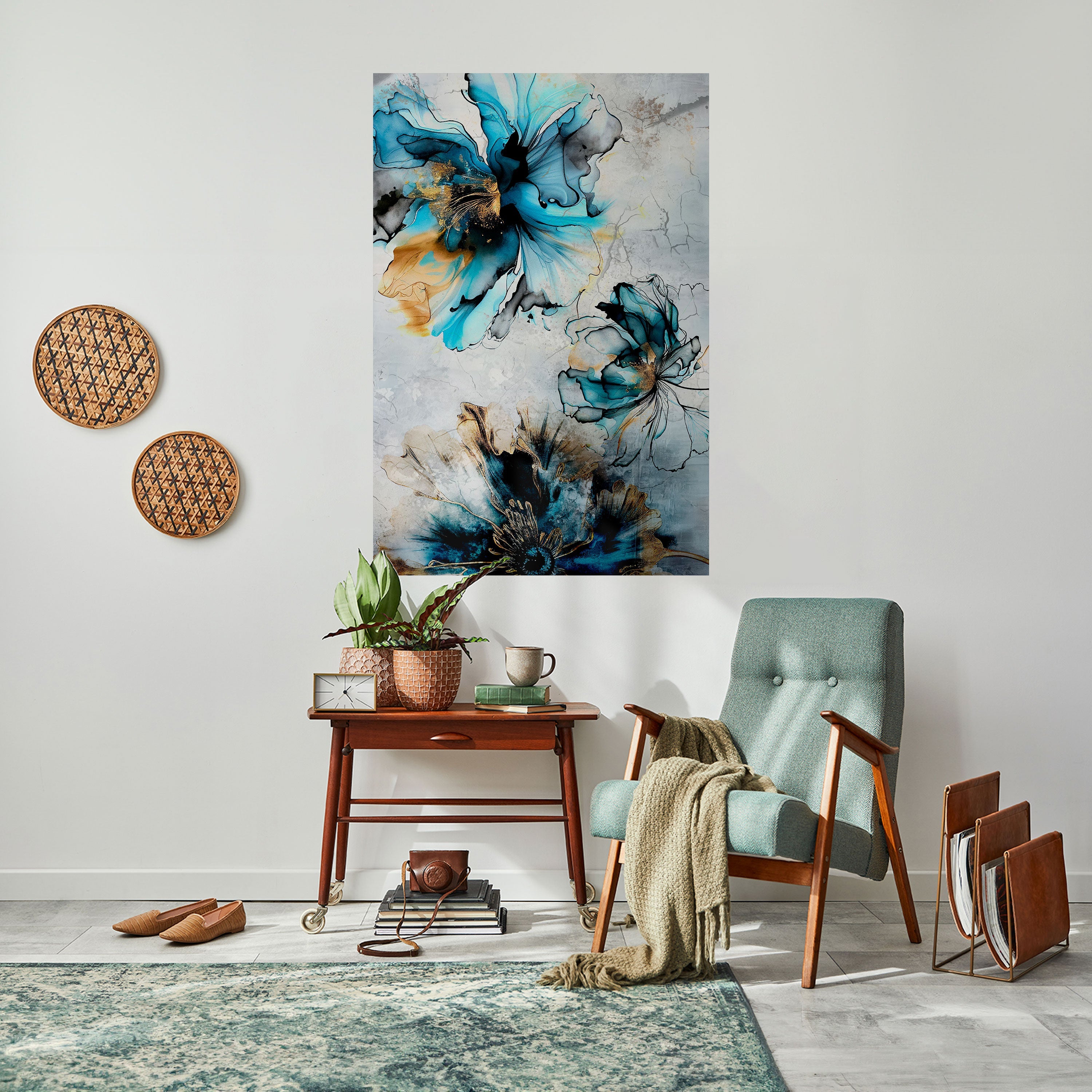 COBALT BLOSSOMS Poster Vertical Autocolante