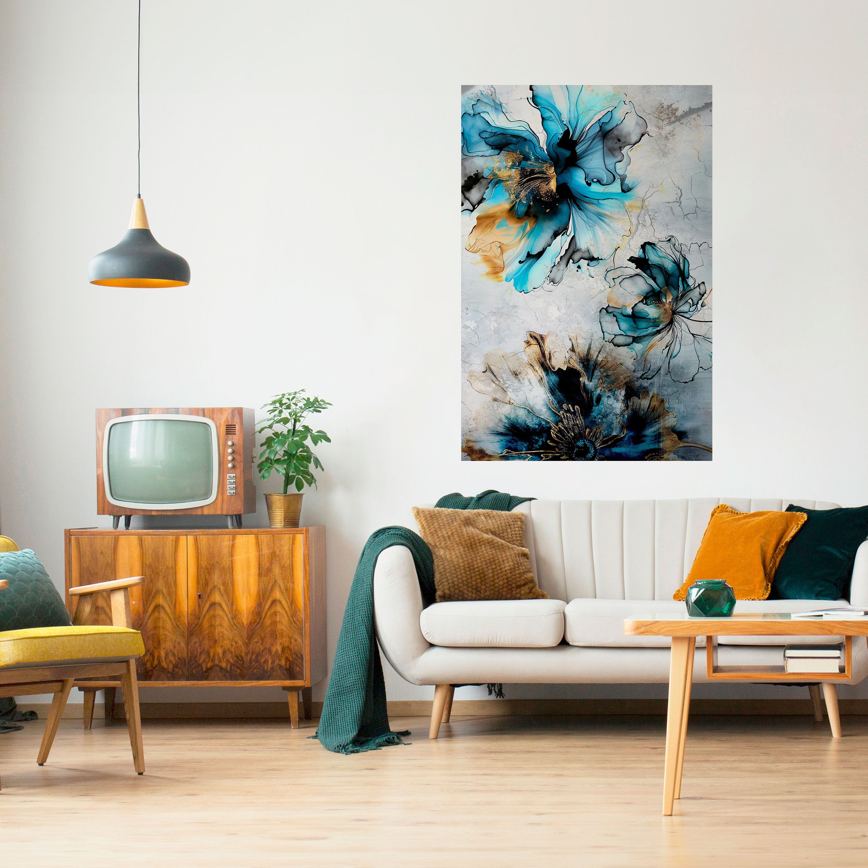 COBALT BLOSSOMS Poster Vertical Autocolante