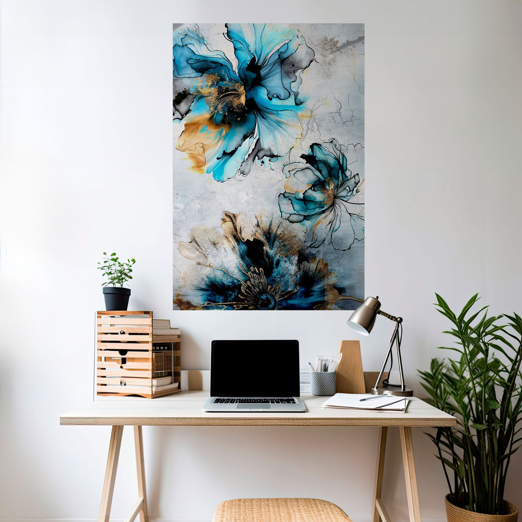 COBALT BLOSSOMS Poster Vertical Autocolante