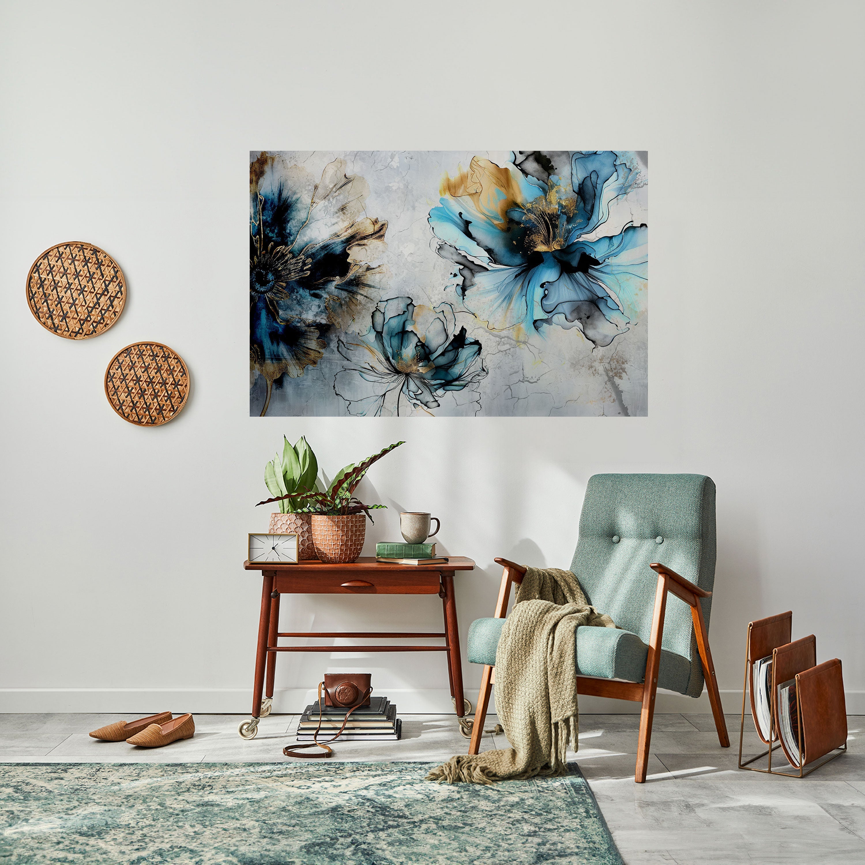 COBALT BLOSSOMS Peel and Stick Horizontal Poster