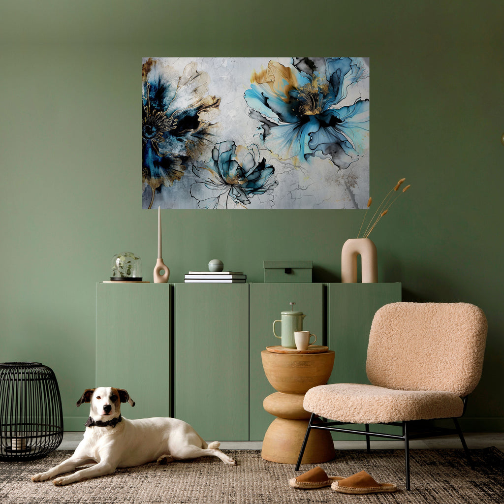 COBALT BLOSSOMS Peel and Stick Horizontal Poster