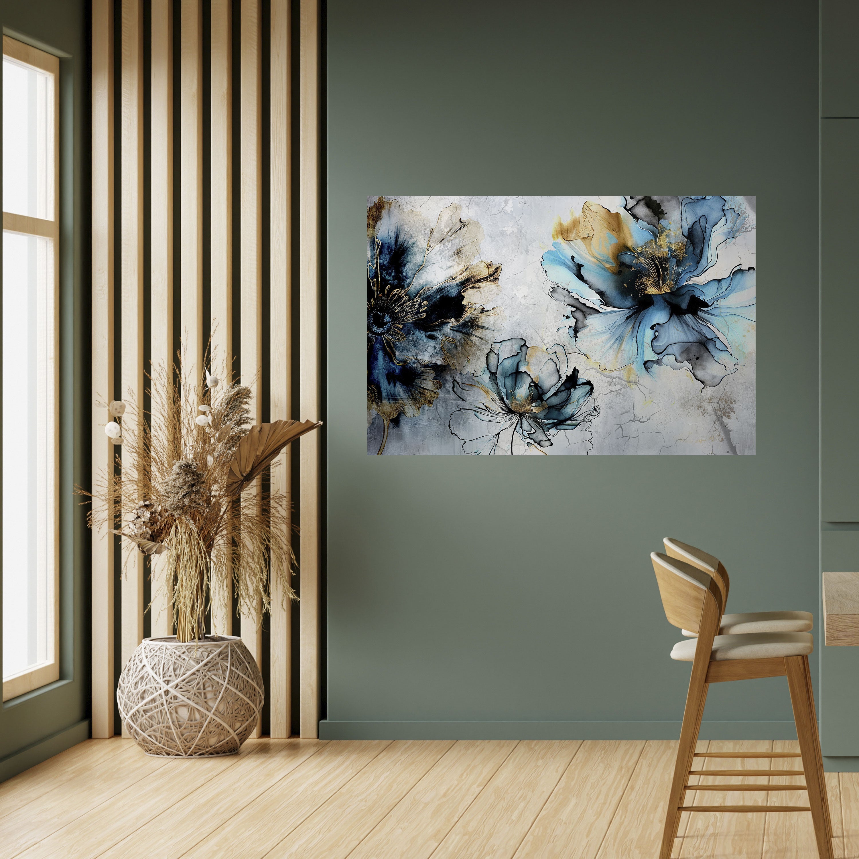 COBALT BLOSSOMS Peel and Stick Horizontal Poster