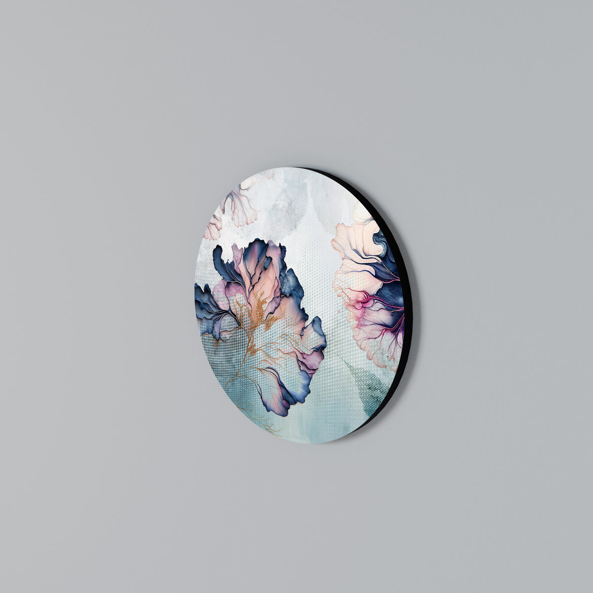 ICY BLOSSOMS Round Wall Art