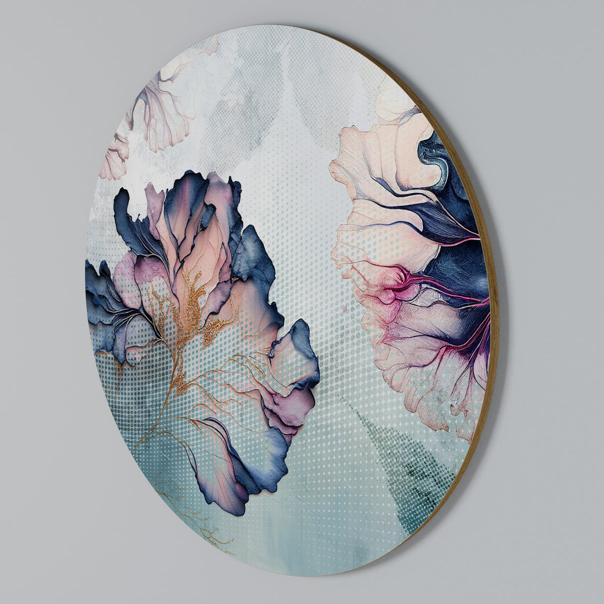 ICY BLOSSOMS Round Wall Art