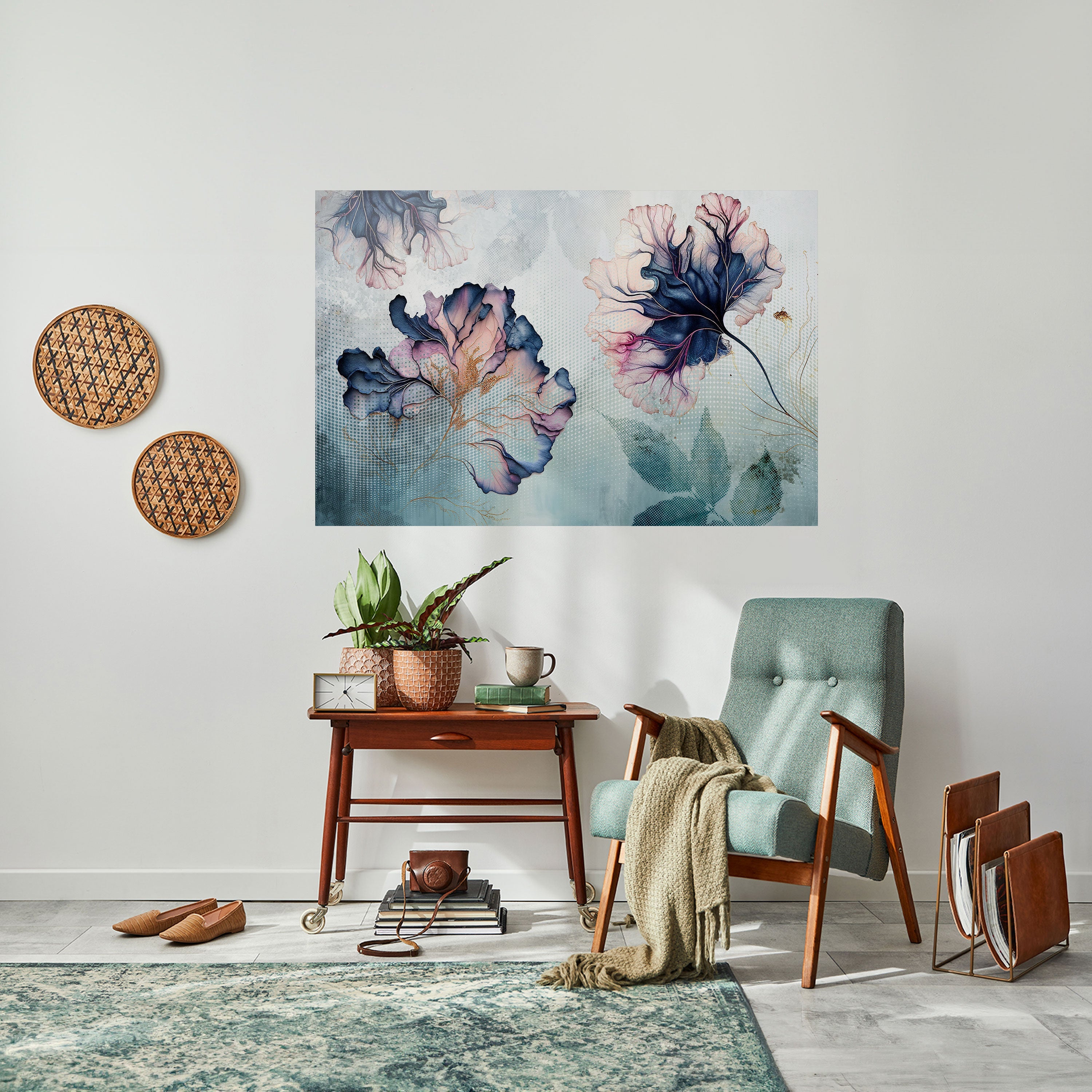 ICY BLOSSOMS Peel and Stick Horizontal Poster