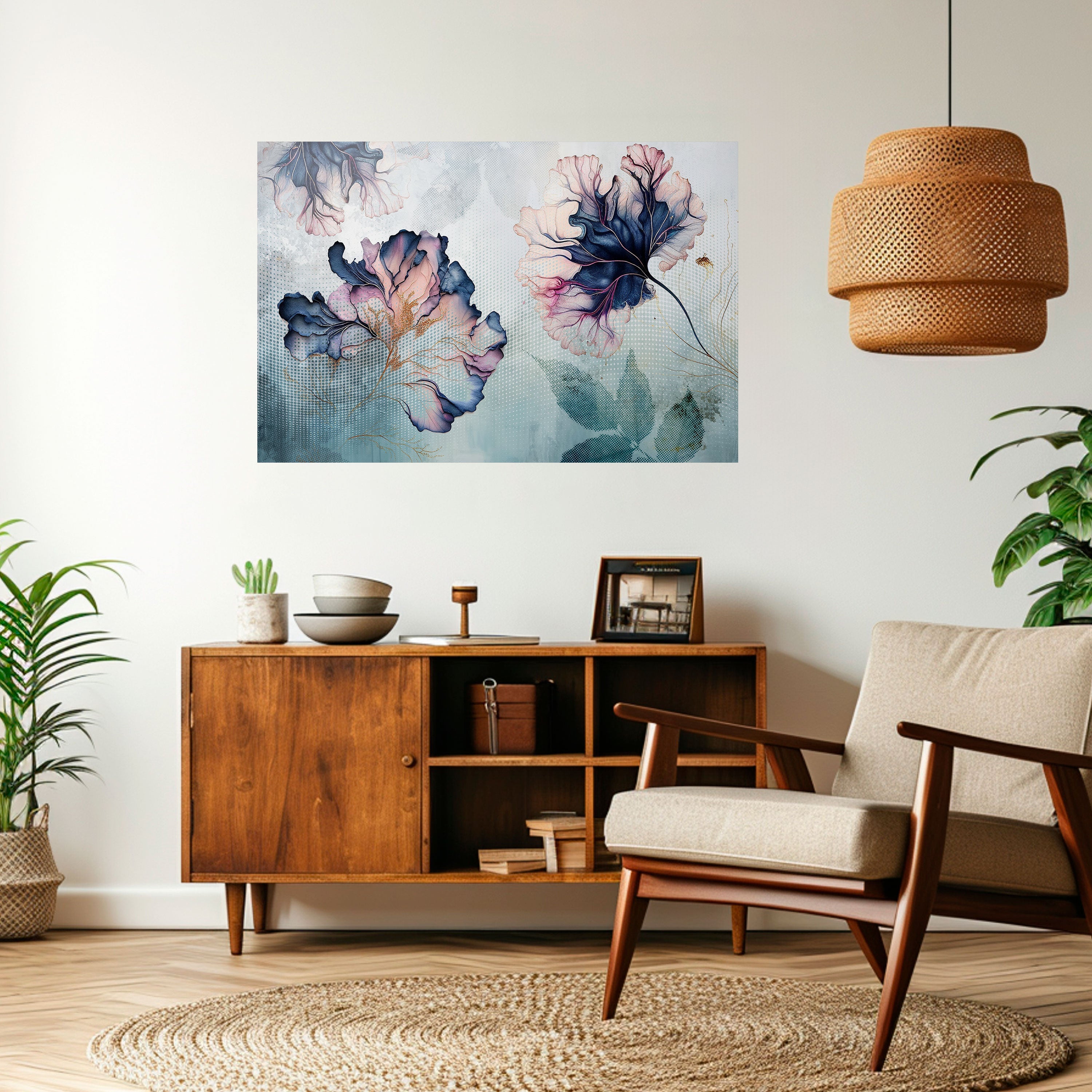 ICY BLOSSOMS Peel and Stick Horizontal Poster