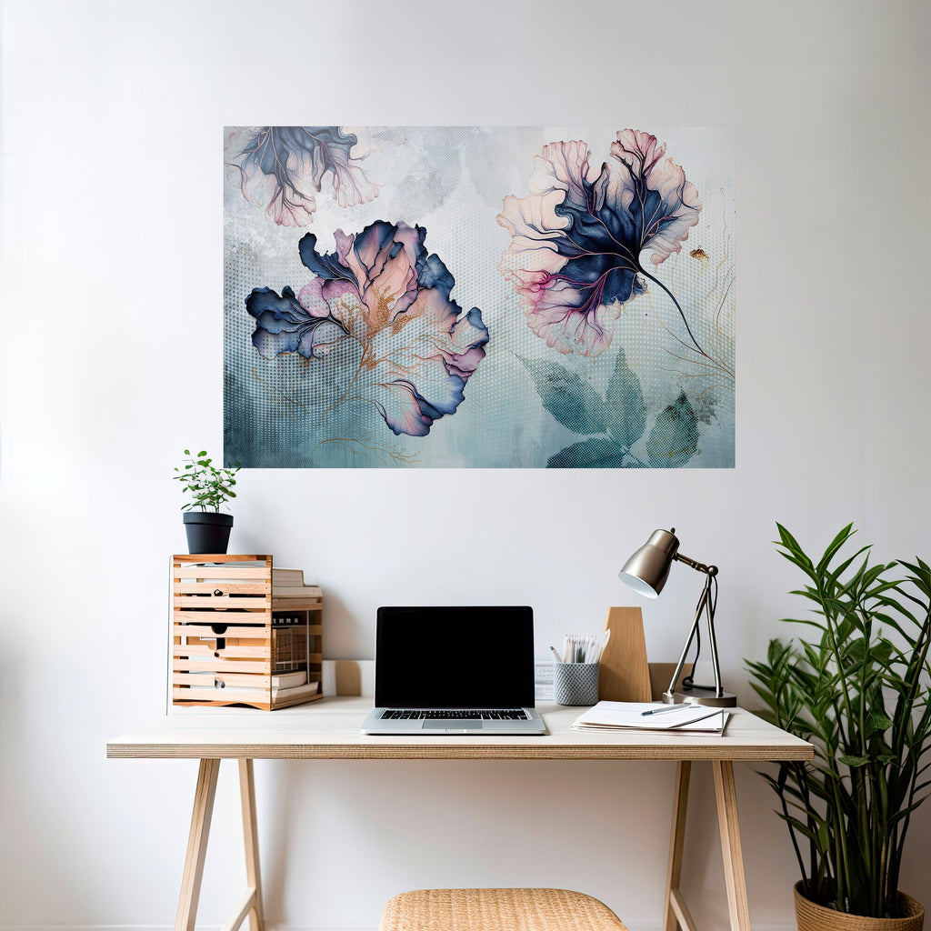 ICY BLOSSOMS Peel and Stick Horizontal Poster