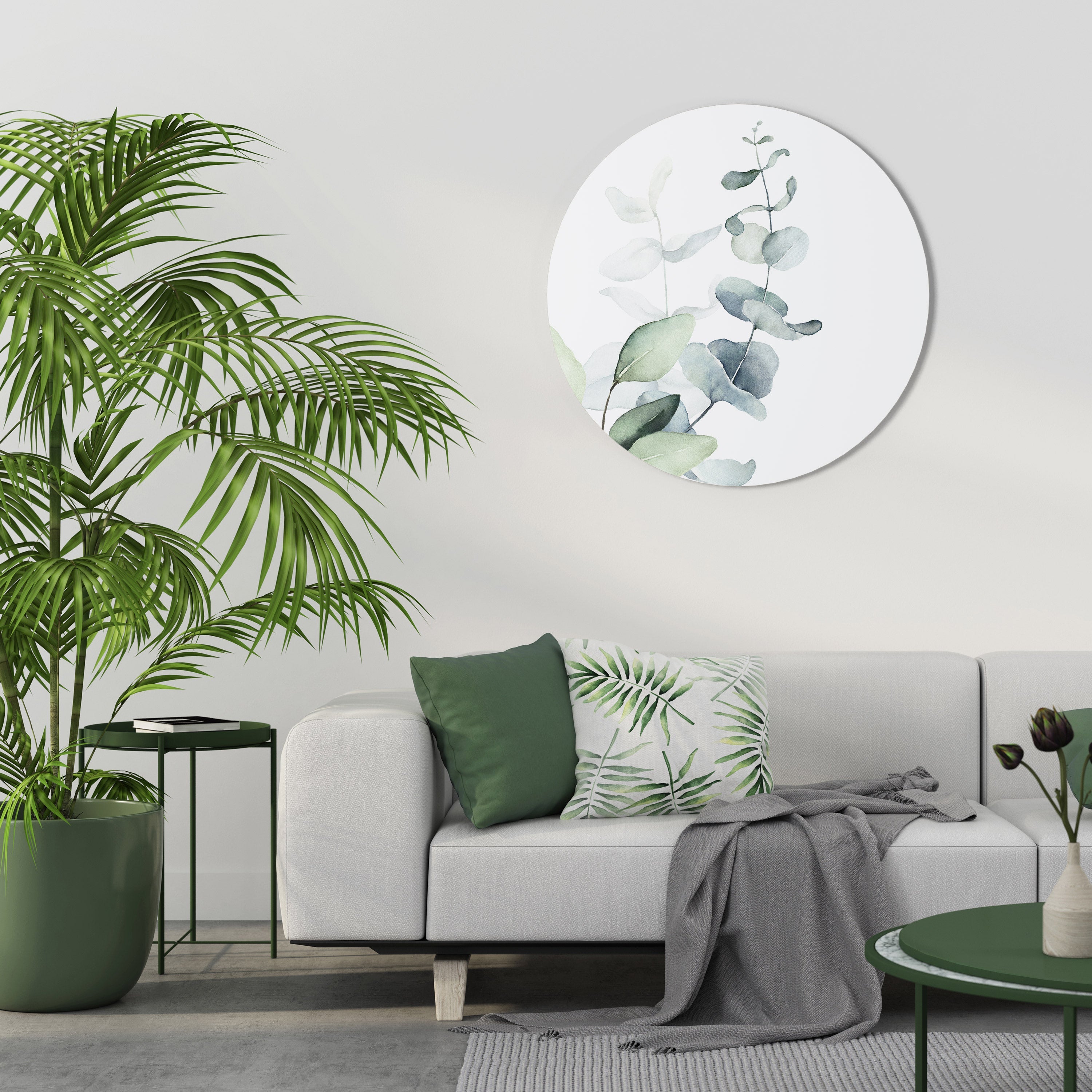 AQUA LEAF SYMPHONY Quadro Redondo Decorativo