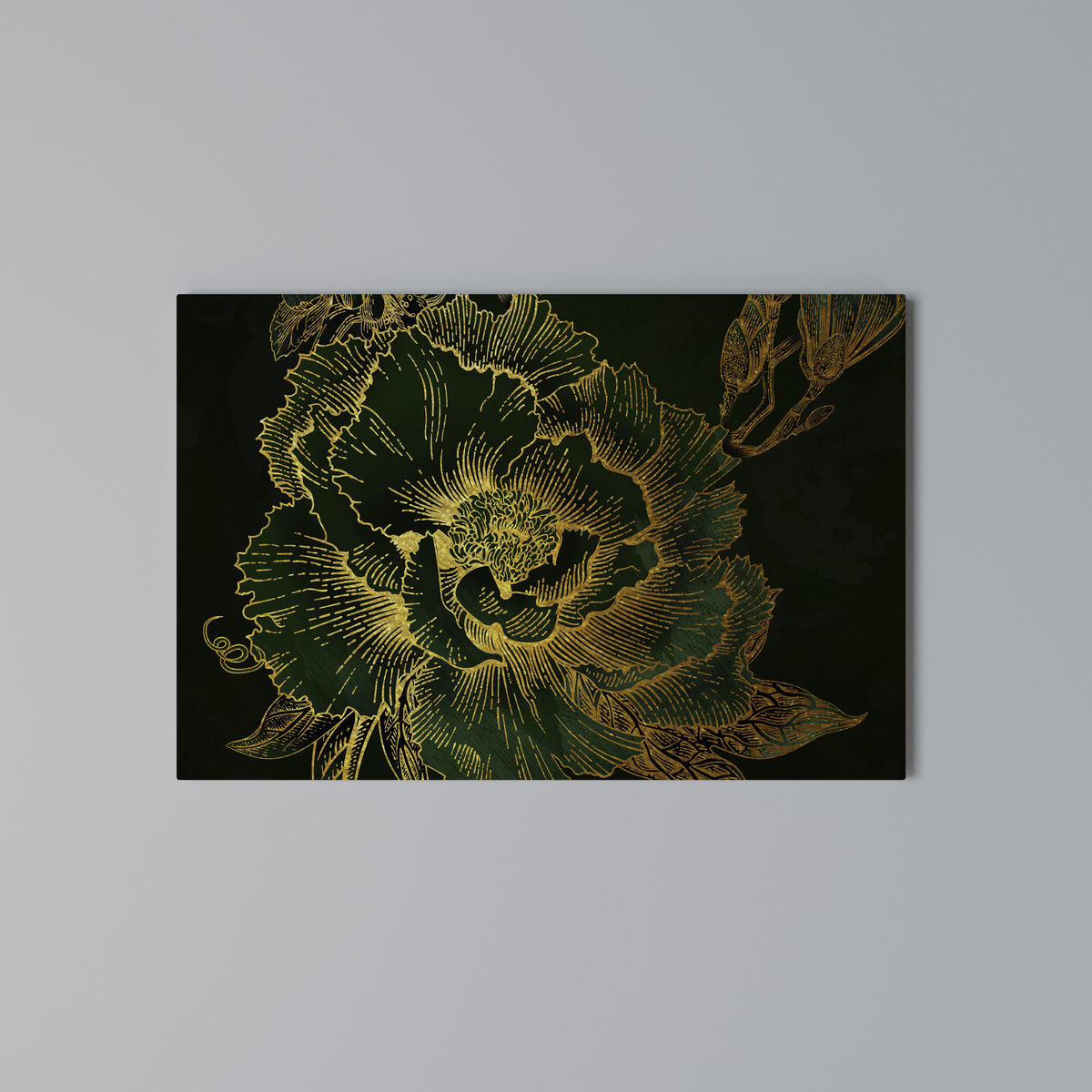 MIDNIGHT FLORAL GLIMMER Horizontal Canvas Print