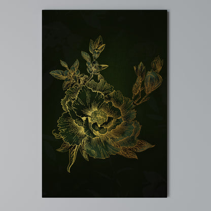 MIDNIGHT FLORAL GLIMMER Quadro em tela vertical