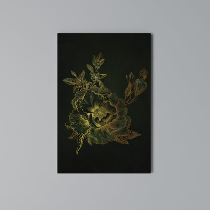MIDNIGHT FLORAL GLIMMER Quadro em tela vertical